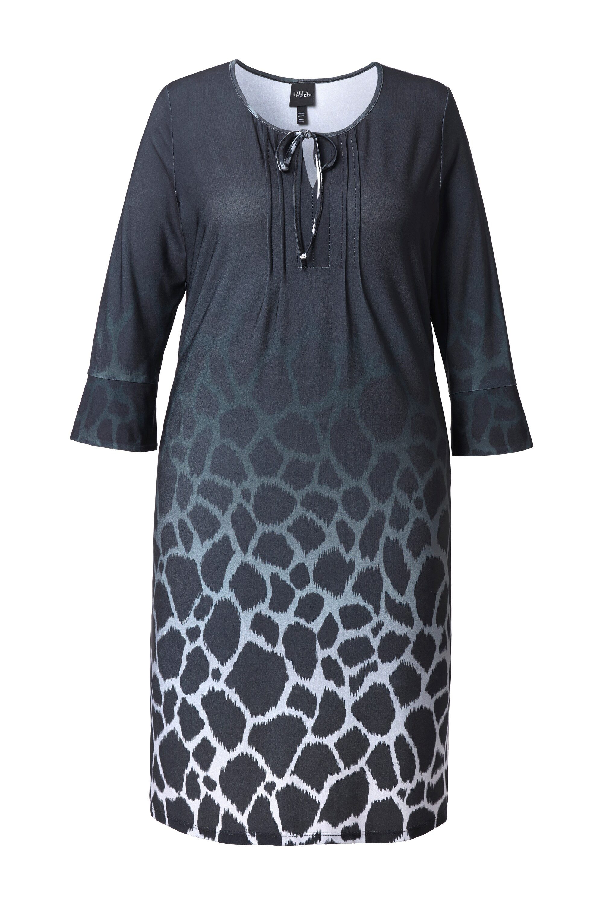 Ulla Popken Minikleid Jerseykleid Animalmuster Tunika-Ausschnitt Langarm günstig online kaufen