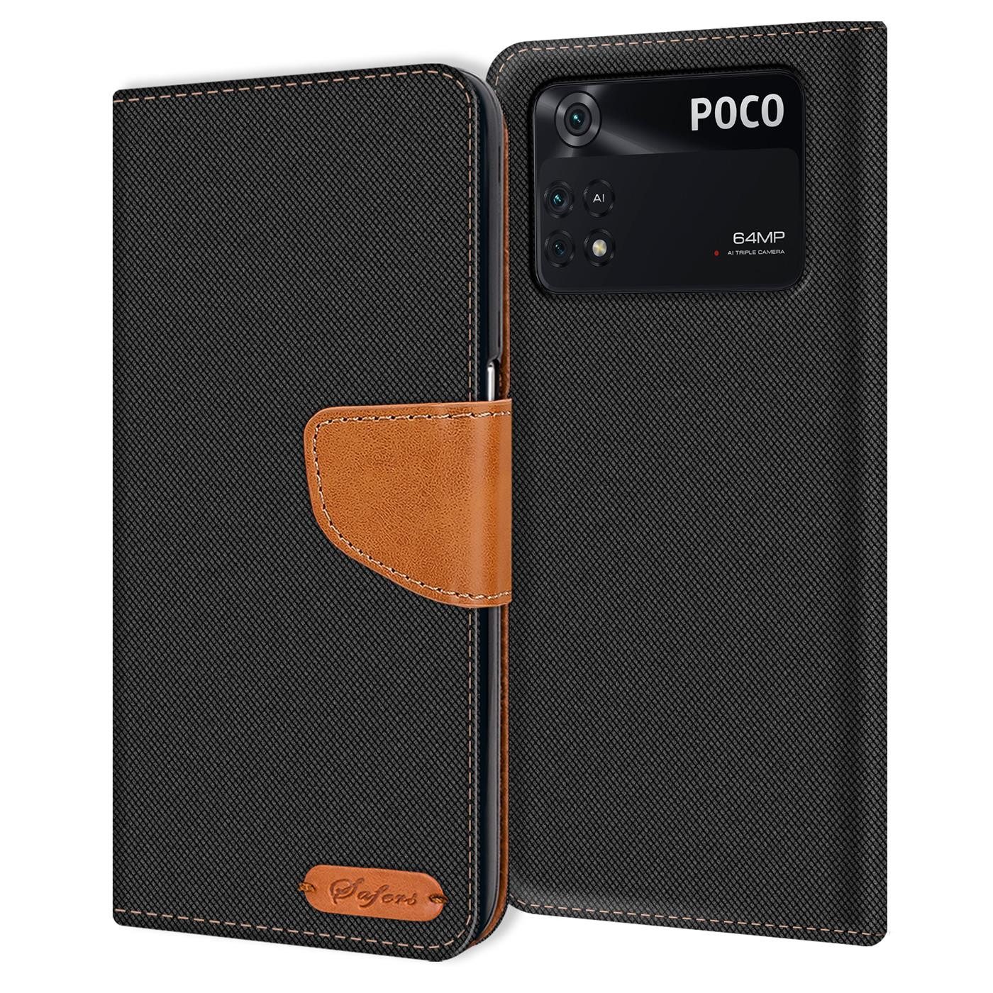 CoolGadget Handyhülle Denim Schutzhülle Flip Case für Xiaomi Poco M4 Pro 6,43 Zoll, Book Cover Handy Tasche Hülle für Poco M4 Pro 4G Klapphülle