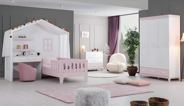 JVmoebel Jugendzimmer-Set Kinderzimmer Modern Kinderbett mit Schreibtisch Kommode Kleiderschrank, (4-St., Bett mit Schreibtisch + Kommode + Kleiderschrank), Made in Europa