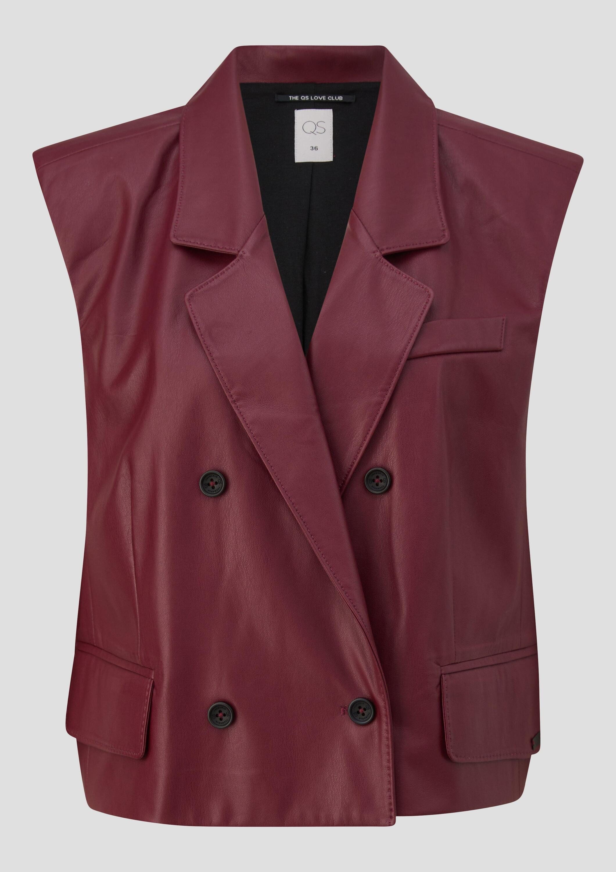 QS Jackenblazer Indoor-Weste Verkürzte Weste in Lederoptik