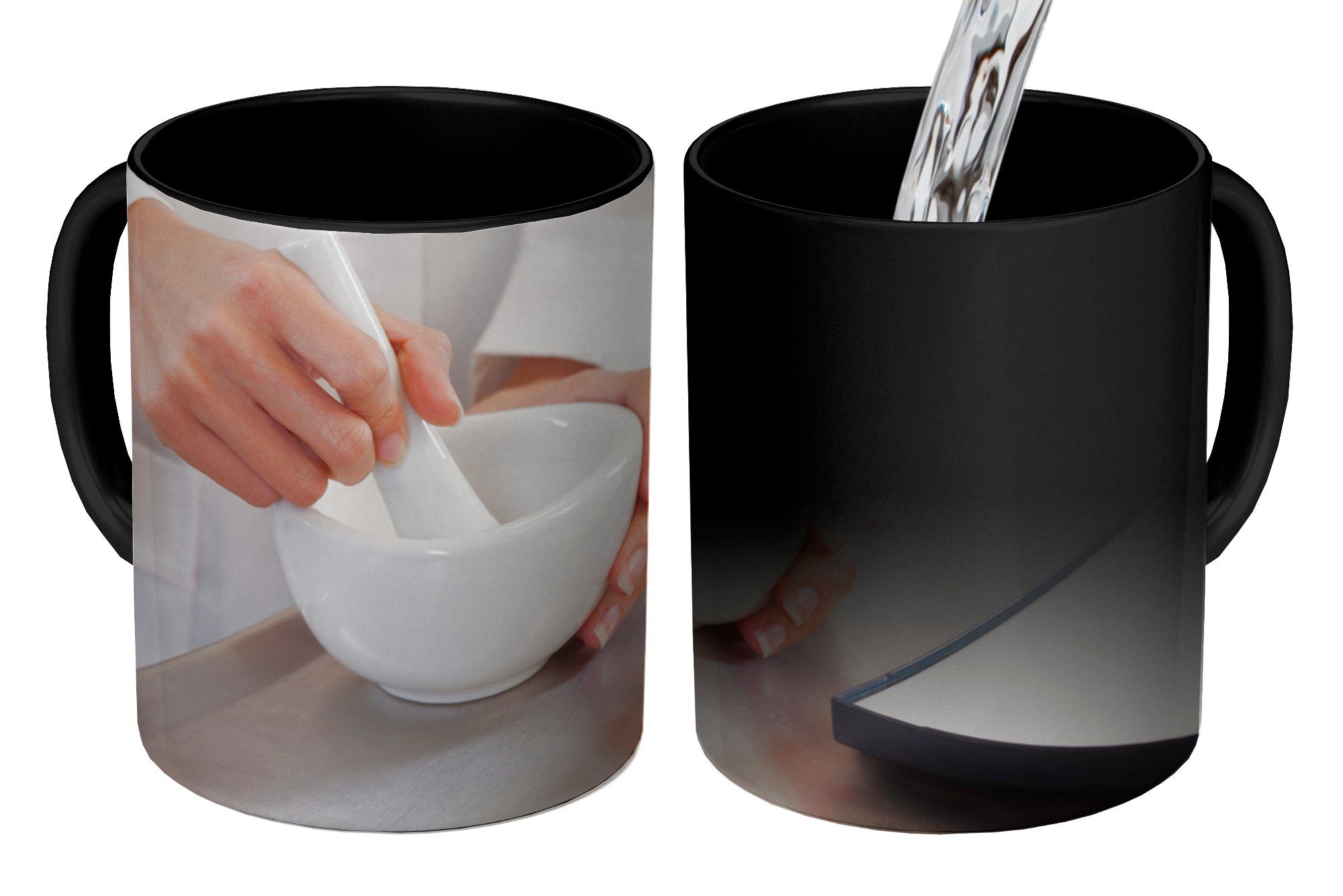 MuchoWow Tasse Der Apotheker mischt Medikamente in einem Mörser, Keramik, Farbwechsel, Kaffeetassen, Teetasse, Zaubertasse, Geschenk | Tassen