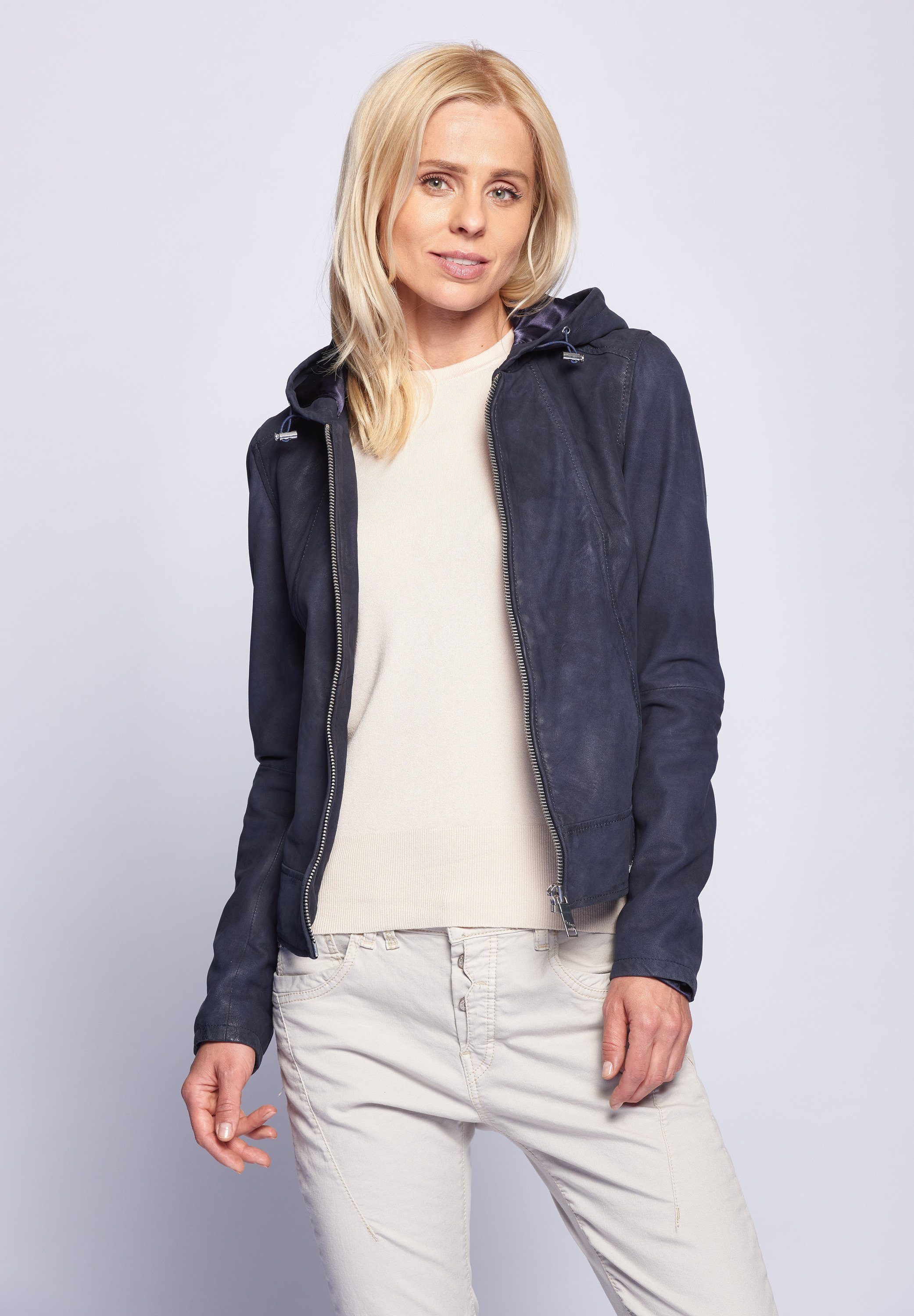 dark blue Donie Maze Lederjacke