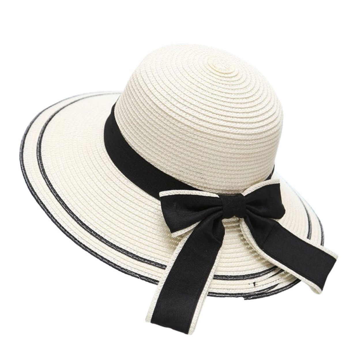 Rnemitery Strohhut Damen Sonnenhut UV-Schutz Sommer Faltbar Strandhut mit Breite Krempe