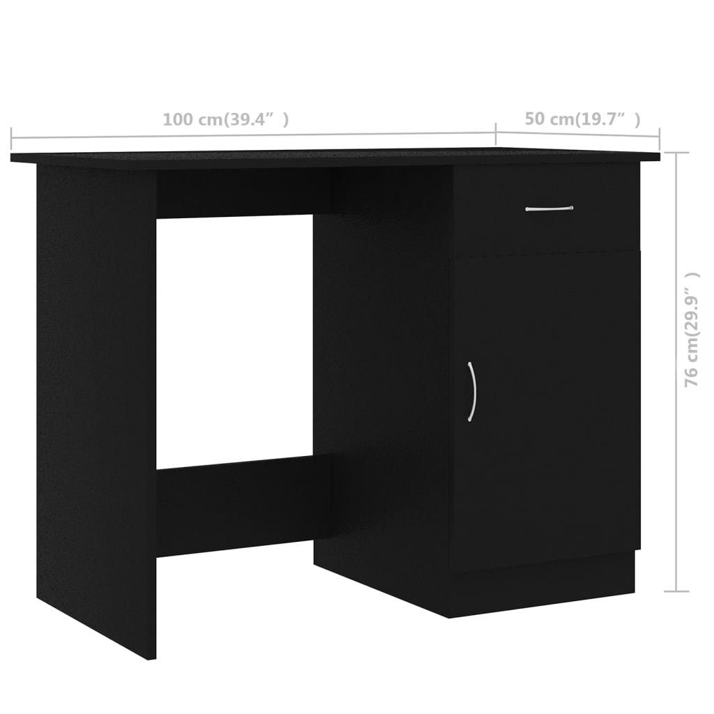 100x50x76 furnicato Schreibtisch Holzwerkstoff Schwarz cm
