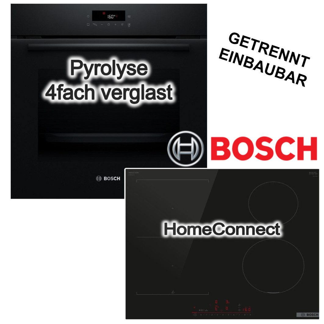 BOSCH Backofen-Set Backofen Pyrolyse 3D Heißluft AutoPilot + Induktionsfeld PowerBoost, mit Nein, Pyrolyse-Selbstreinigung Hydrolyse