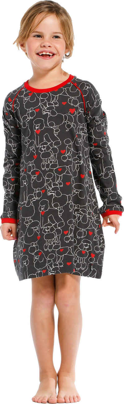 Rebelle Nachthemd Mädchen Nachthemd mit Hunden (1-tlg) mit Pudel allover