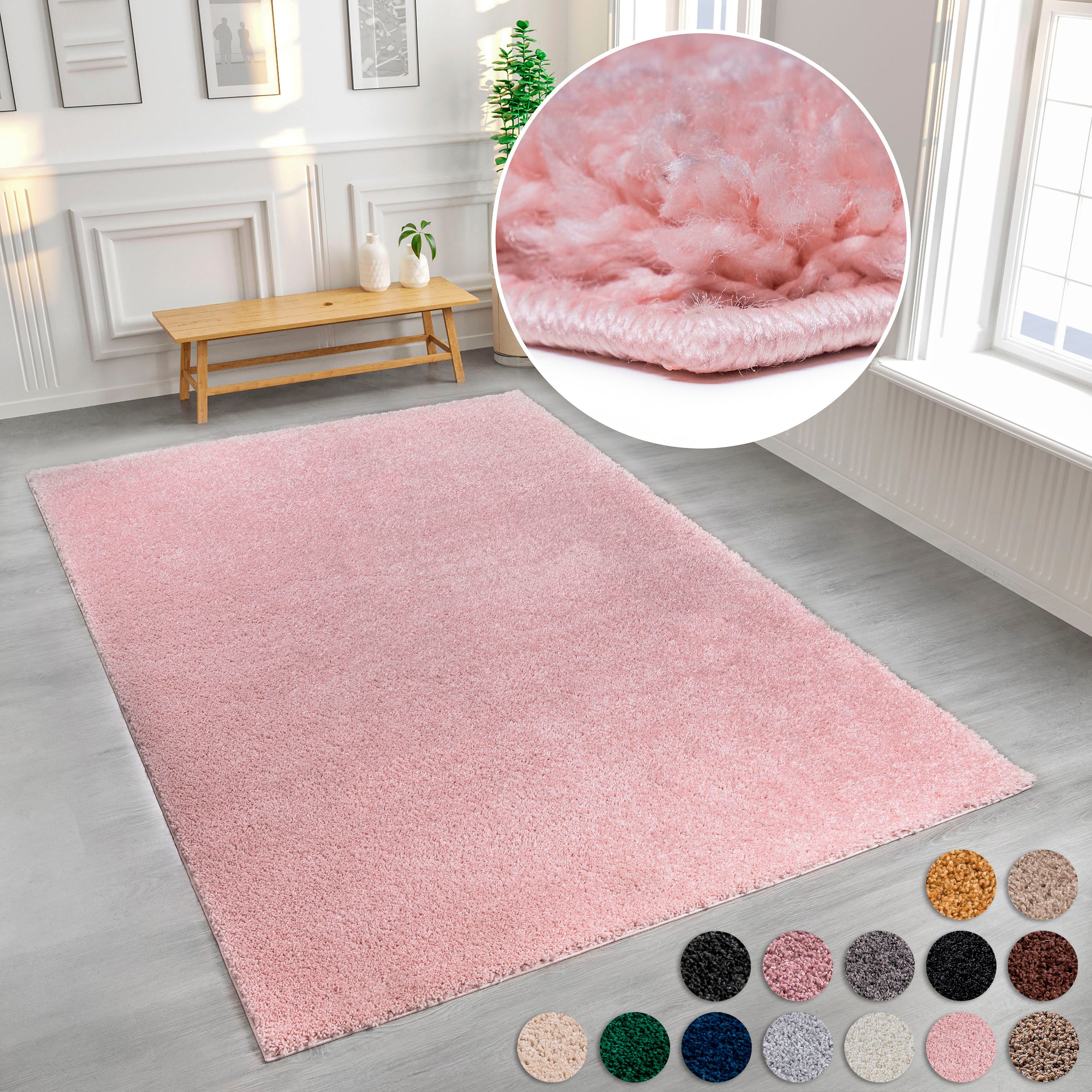 OTTO home Hochflor-Teppich Viva Shaggy, in Standard- und Premium-Qualität, 30 mm oder 45 mm Höhe, rechteckig, Uni Farben, einfarbig, weich, kuschelig, Läufer, Kundenliebling
