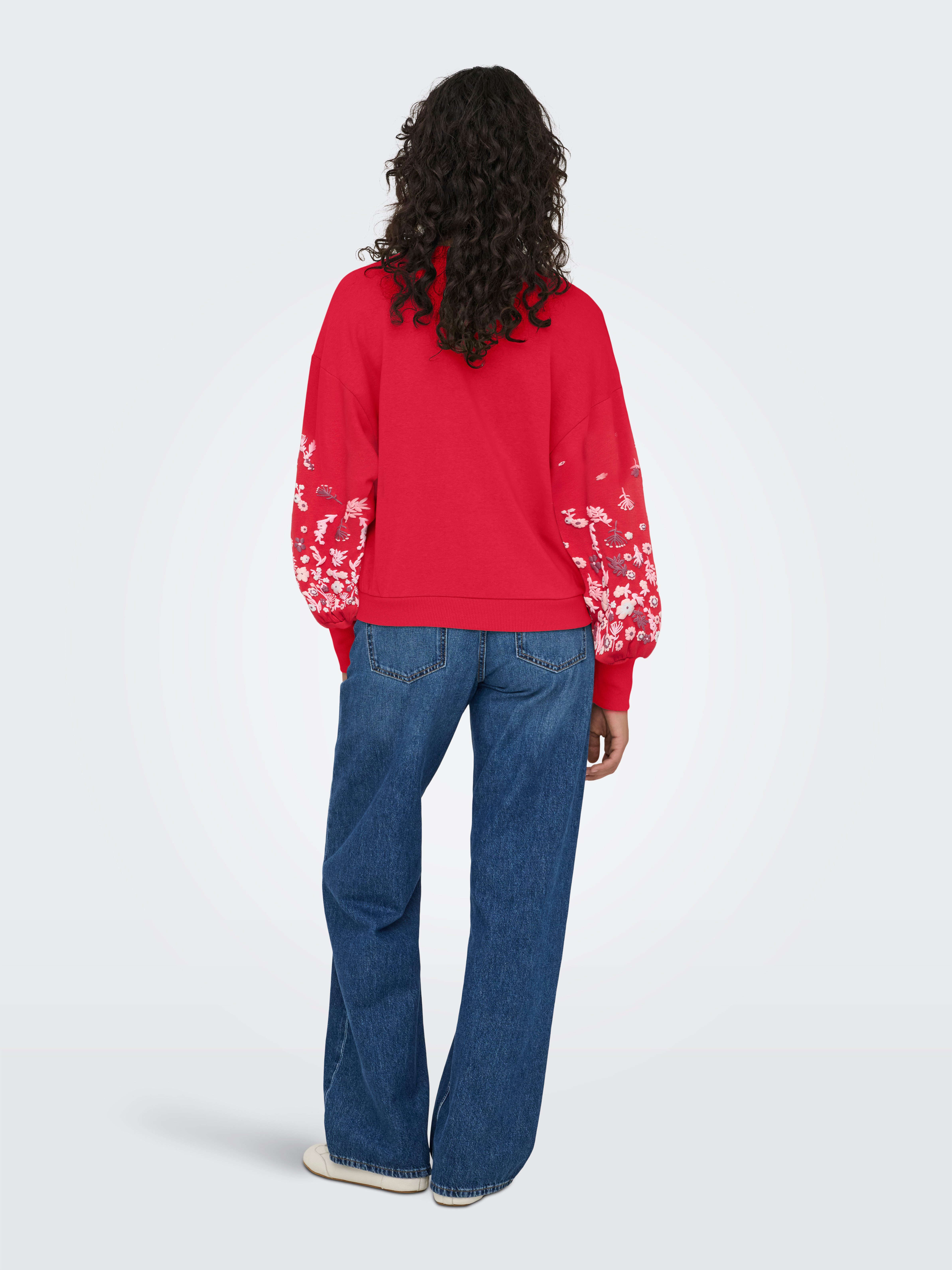 ONLY Sweatshirt ONLBROOKE L/S O-NECK FLOWER SWT Baumwollmischung, regular fit – Bild 2 von 5