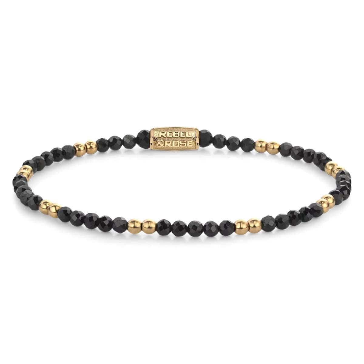 Rebel & Rose Edelstahlarmband RR-30004-G-S, für Damen Glam Rocks Schwarz & Gold