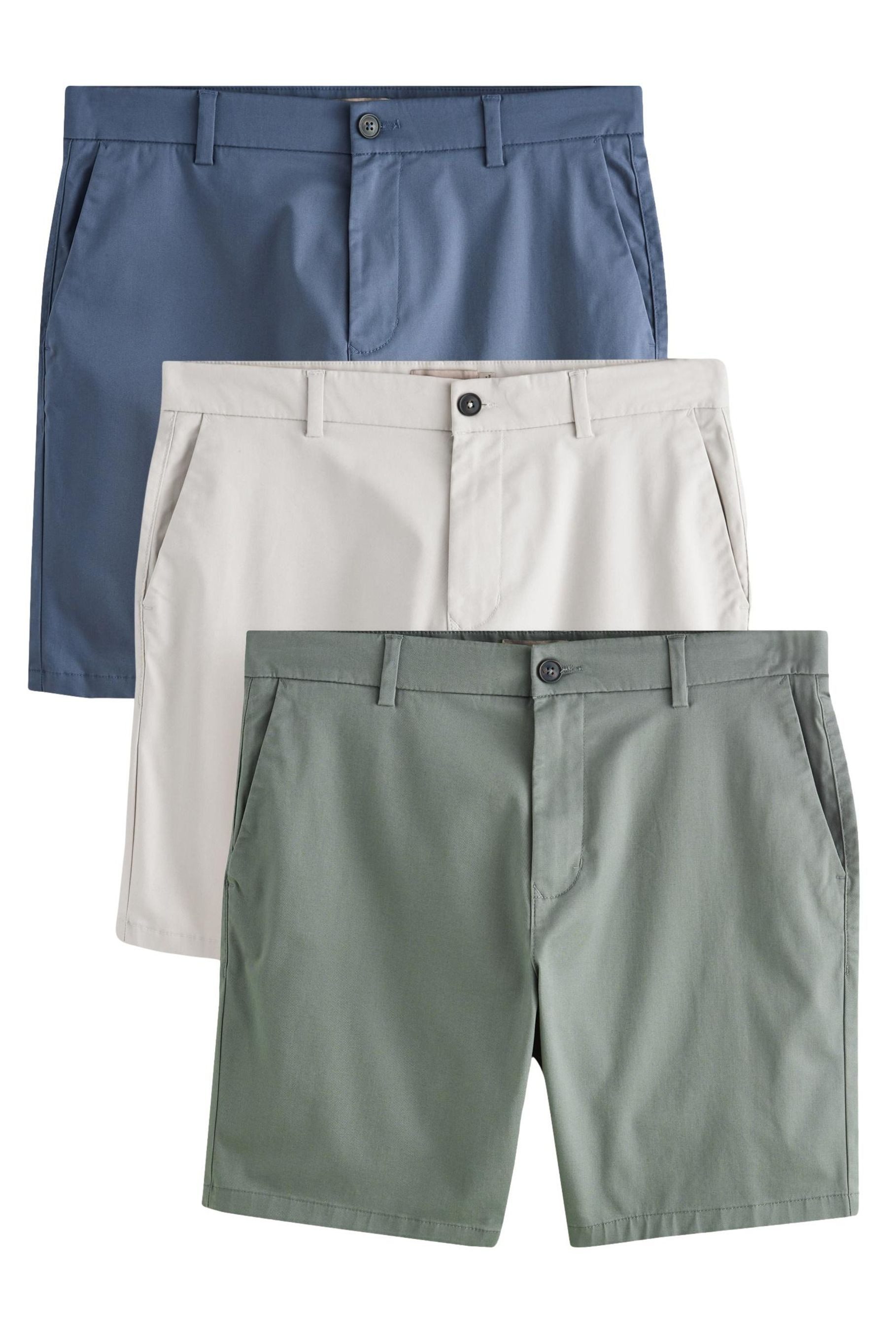 Next Shorts Straight Fit Stretch-Chinoshorts, 3er-Pack (3-tlg)