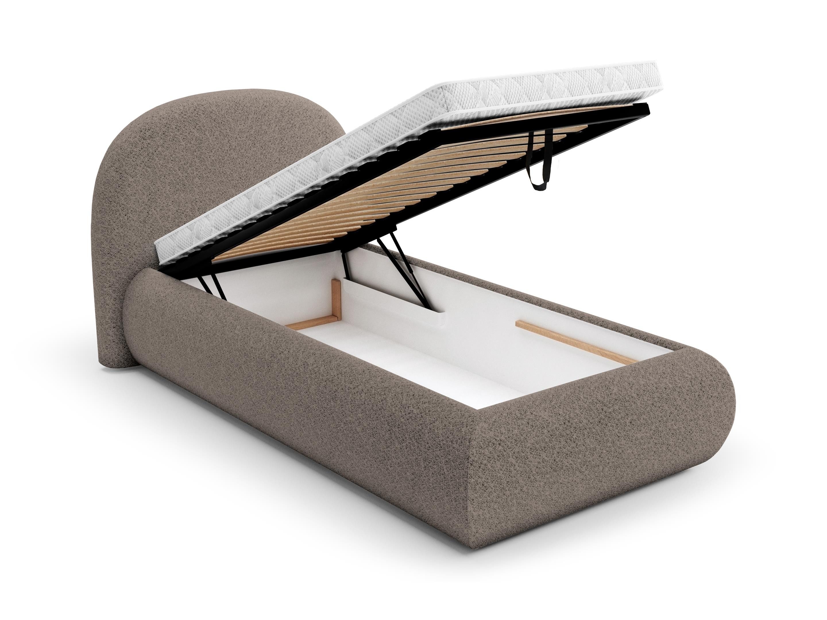 Beautysofa Polsterbett MOTTI 90x200 mit Bettkasten und gepolstertem Kopfteil (mehrere Farben, Bouclé-Stoff), wahlweise ohne Matratze oder mit Matratze – Bild 4 von 5