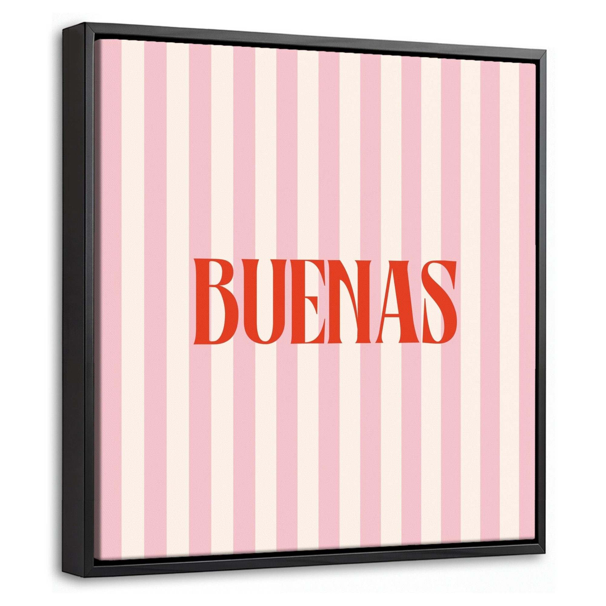 OneMillionCanvasses® Leinwandbild mit Rahmen - Zartrosa – Rot – Streifen – Buenas, Fotodruck (1 St), Leinwand Bilder Klein, Wand Dekoration Aesthetic 20x20cm