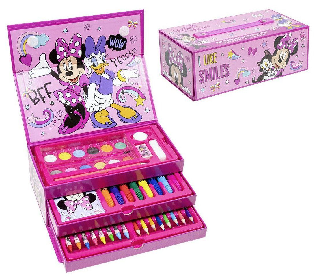Disney Minnie Mouse Malstift 42 tlg. Minnie Maus Malkoffer Buntstifte Filzstifte Malfarben Stifte, (42-tlg)