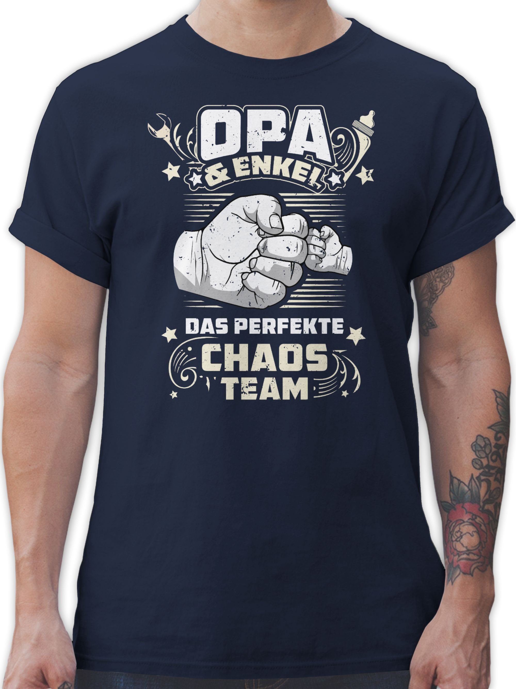 T-Shirt Opa & Enkel - Das perfekte Chaos Team - Vintage weiß