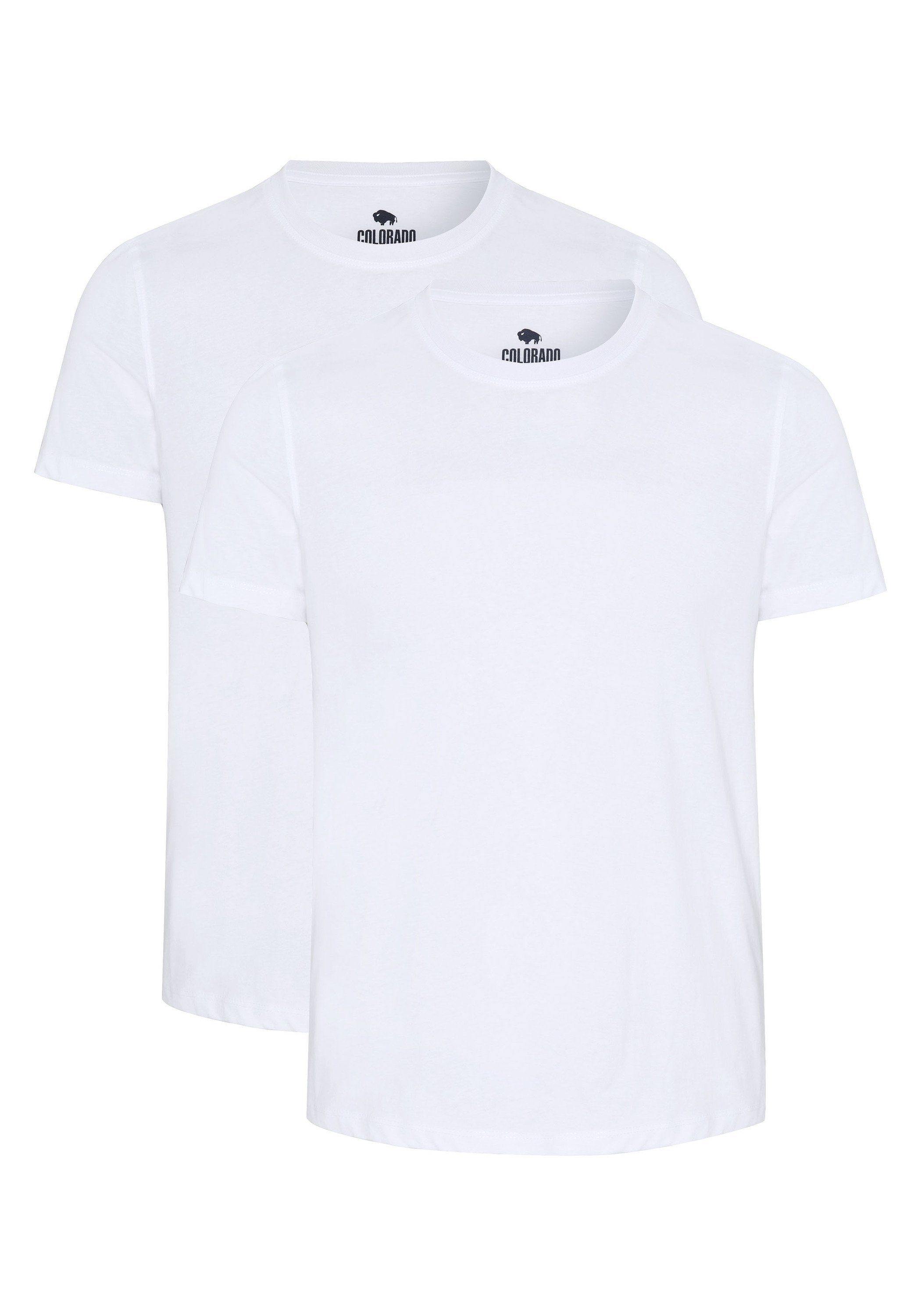 COLORADO DENIM T-Shirt Doppelpack mit Rundhalsausschnitt (2er-Pack, 2-tlg) 11-0601 Bright White