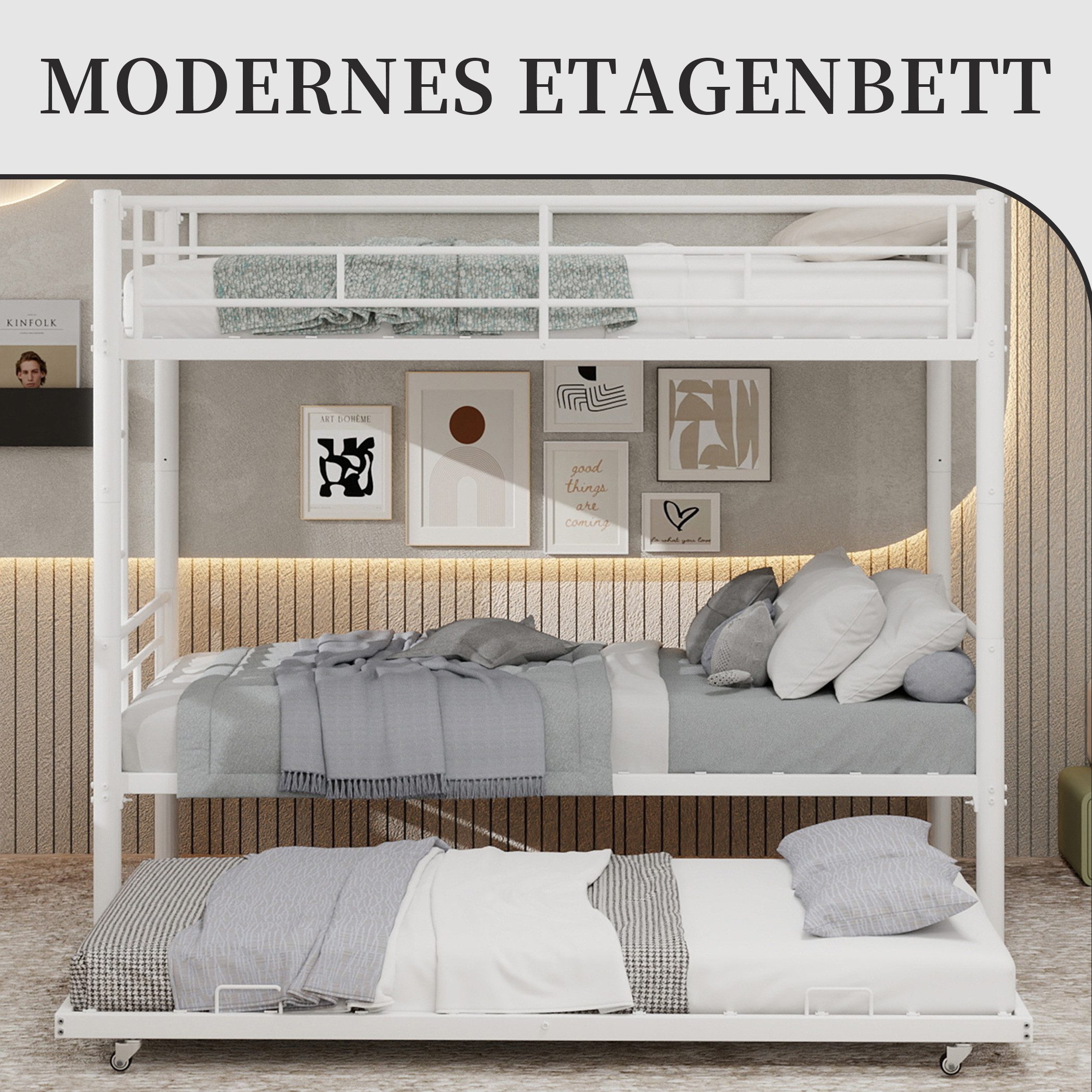 SeedWave Etagenbett Metallbett mit Dreistufiger Leiter, Ausziehbett inkl. M günstig online kaufen