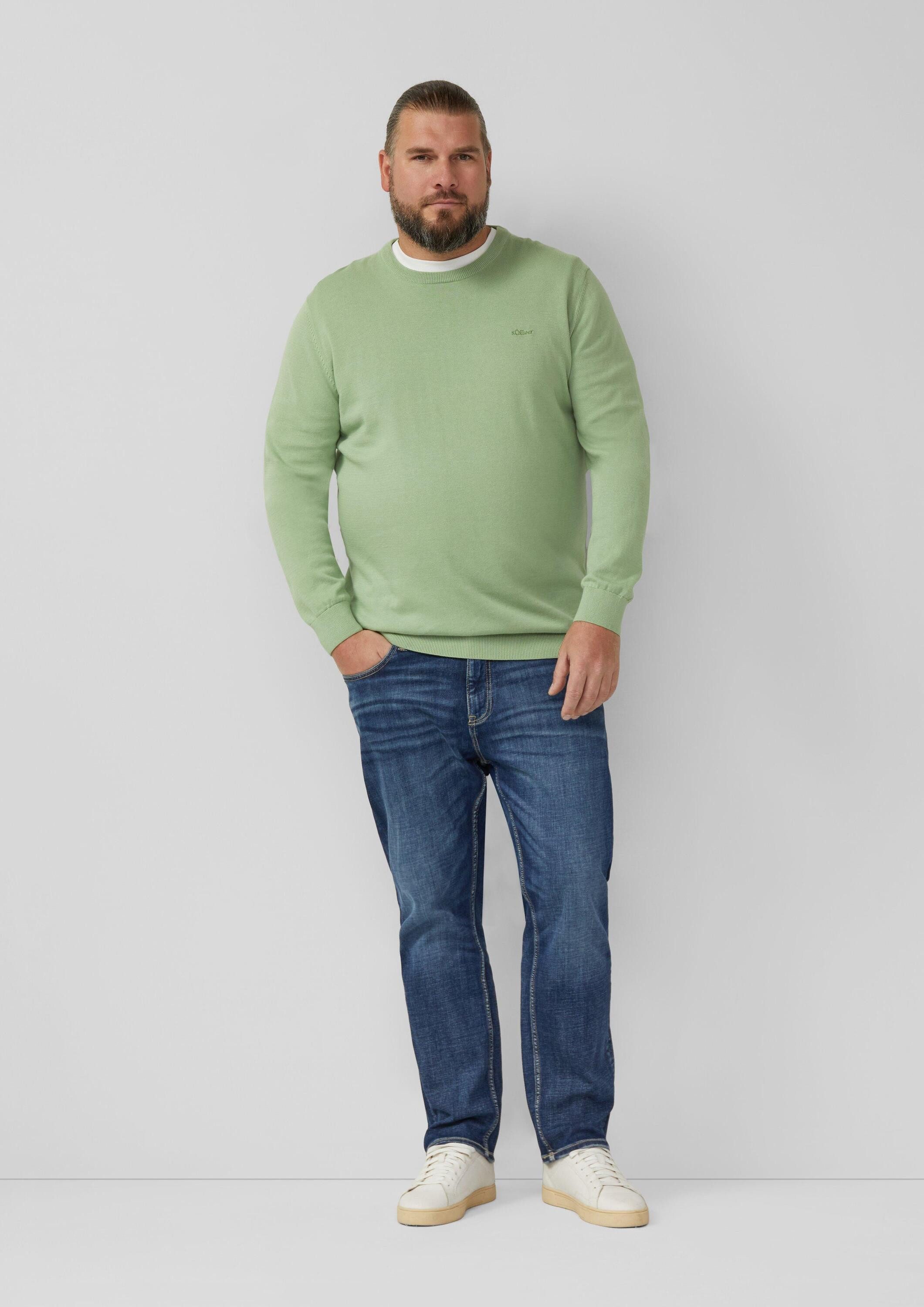 s.Oliver Longpullover Strickpullover Strickpullover mit Logo-Stickerei