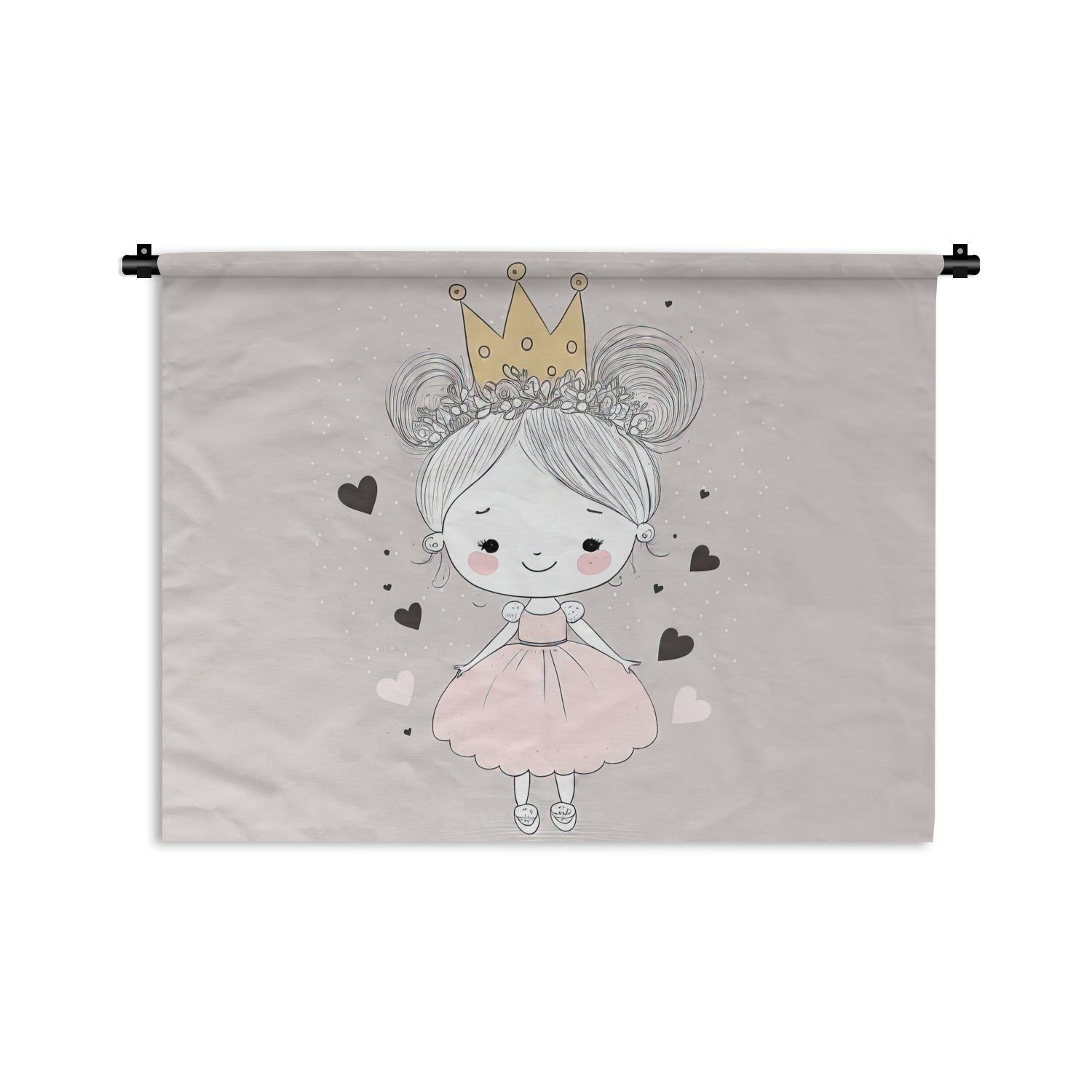 MuchoWow Wanddekoobjekt Prinzessin - Mädchen Schlafzimmer, Rosa, Wandbehang, Wanddeko Krone Herzen Kinderzimmer für Kleid, Wohnzimmer, - - 