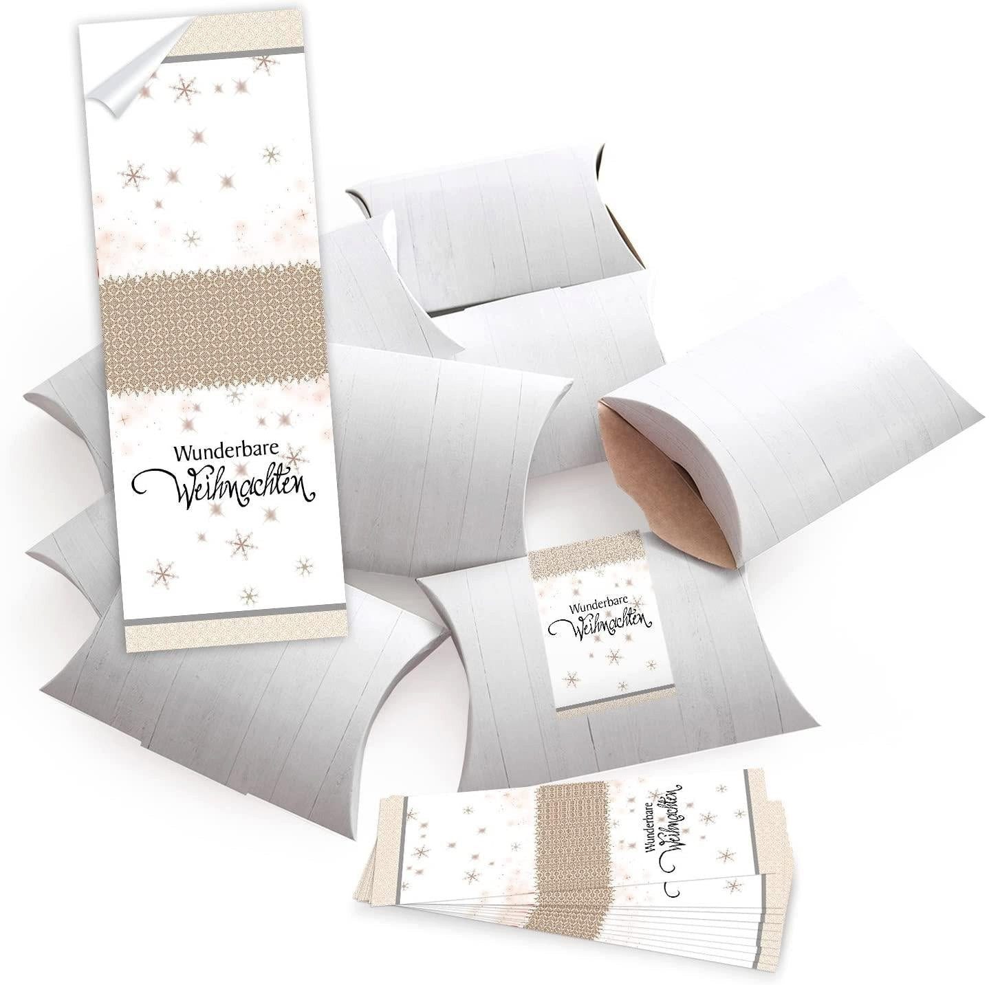 Logbuch-Verlag Geschenkbox 25 Geschenkboxen flach weiß 14,5 x 10,5 x 3 cm mit Banderole