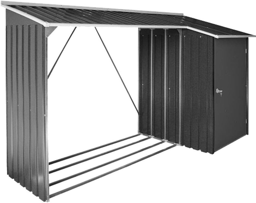 DURAMAX Gerätehaus Metall Kaminholzregal Holzlager 161 x 161 x 63 cm, BxT: 272x108 cm, (1 St), Duramax Duramax Gartenhaus 161x272x108 cm Metall