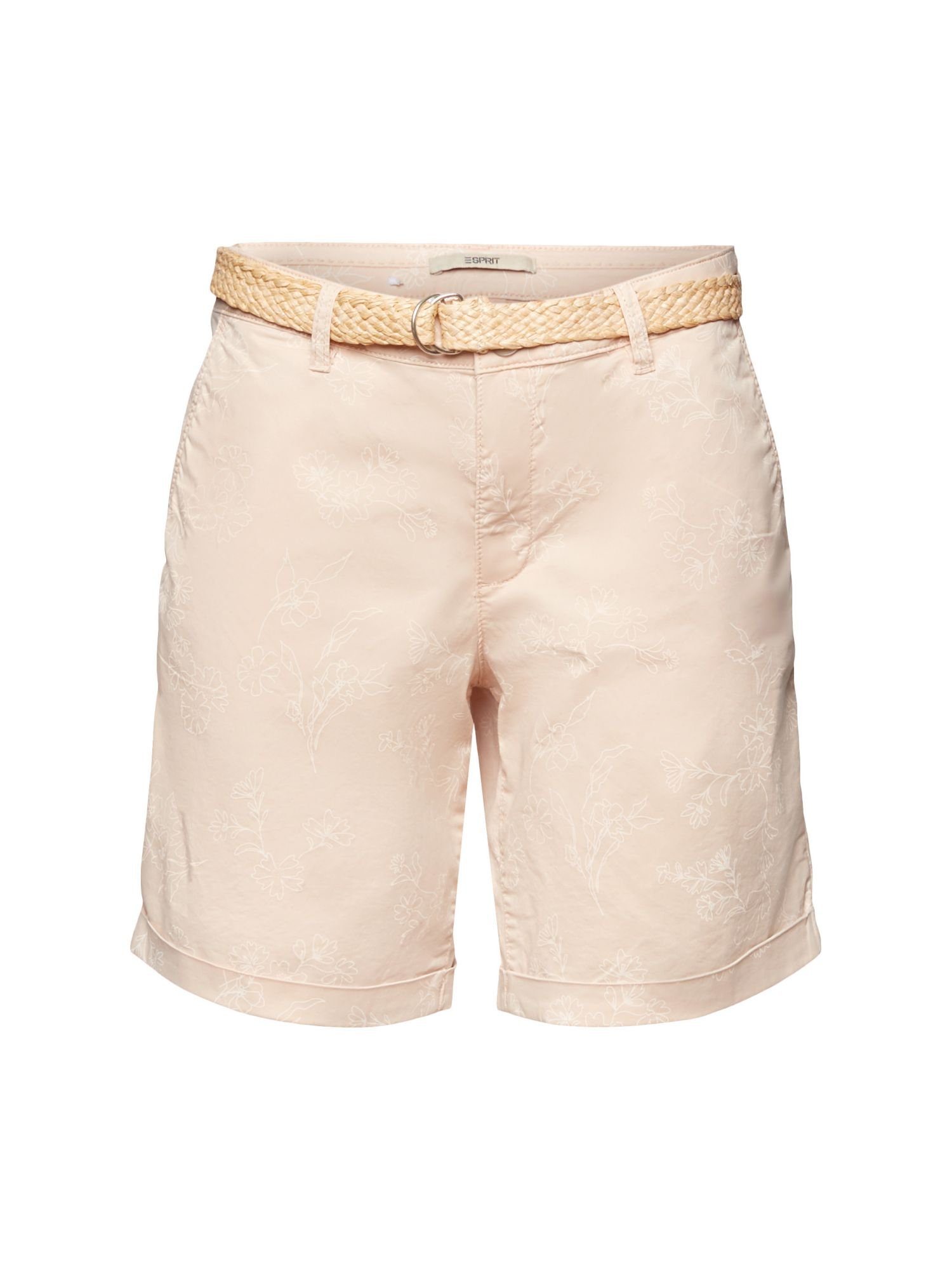 Raffiabast Shorts Esprit (1-tlg) aus mit Flechtgürtel Shorts Gemusterte