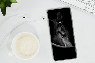 MuchoWow Handyhülle Pferde - Porträt - Schwarz - Tiere, Phone Case, Handyhülle OnePlus 7, Silikon, Schutzhülle