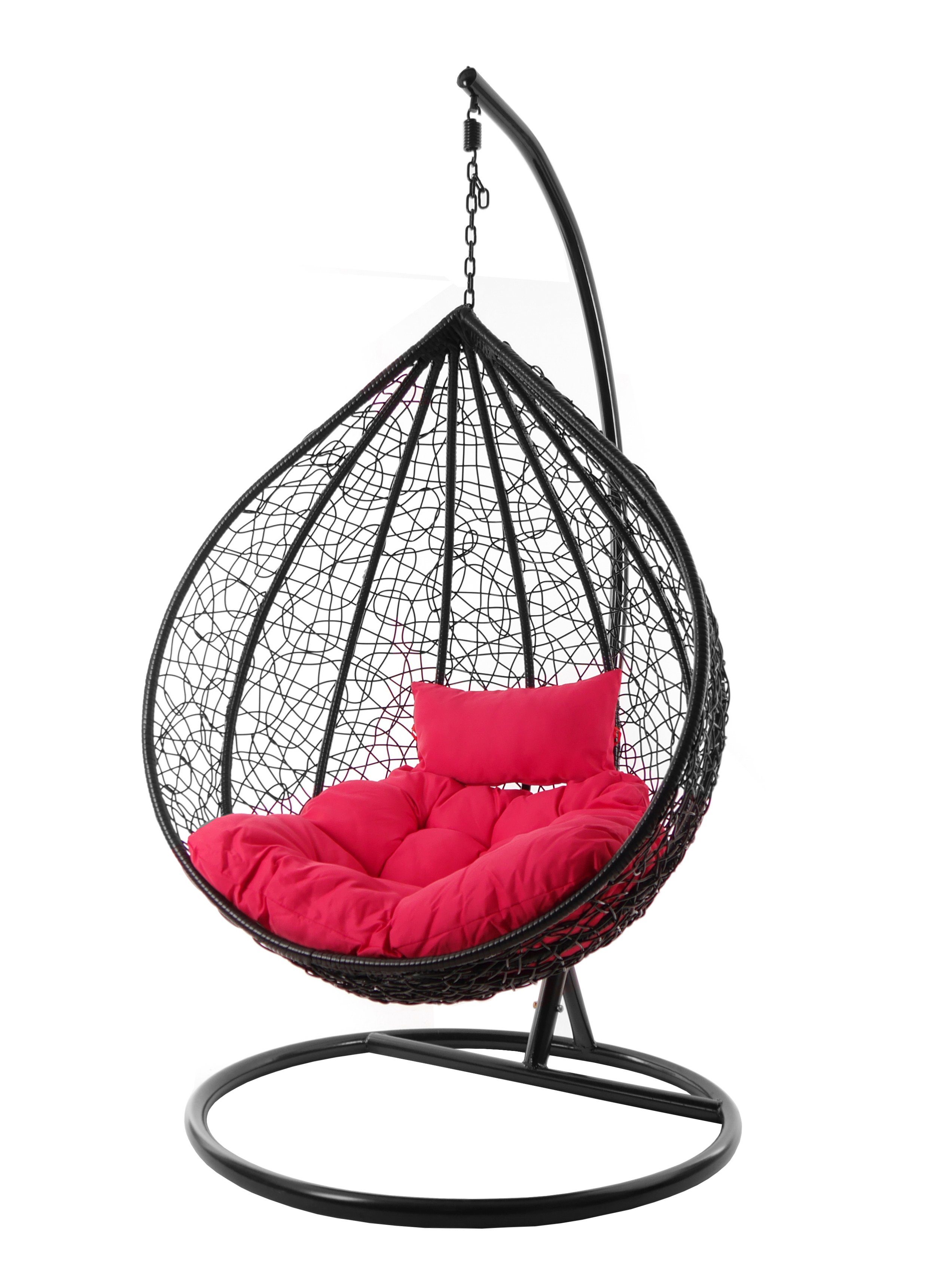 KIDEO Hängesessel Hängesessel MANACOR schwarz, edles schwarz, moderner Swing Chair, Schwebesessel inklusive Gestell und Kissen pink (3333 hot pink)