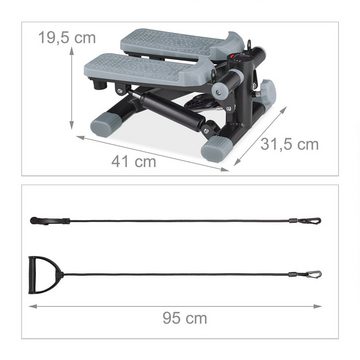 relaxdays Mini-Stepper Stepper mit 2 Expandern schwarz-grau