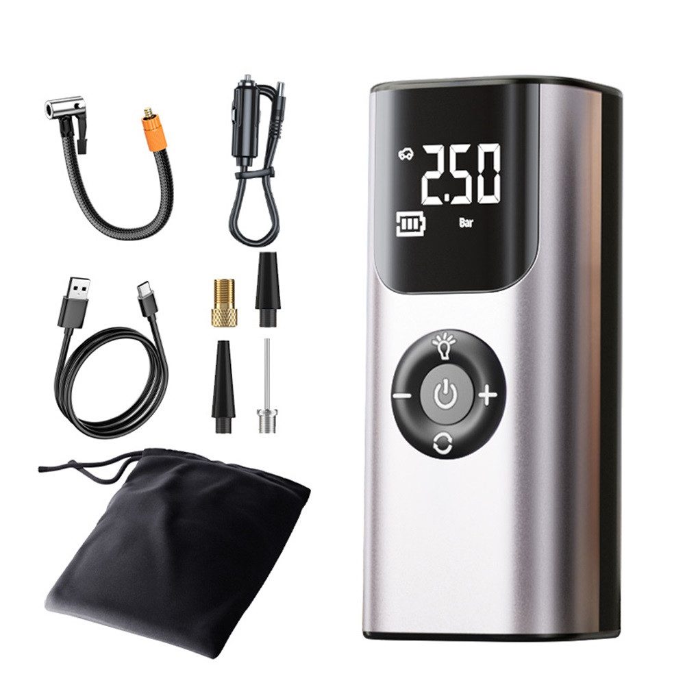 Akku-Luftpumpe Elektrische Luftpumpe mit Bildschirm, als Taschenlampe und Powerbank