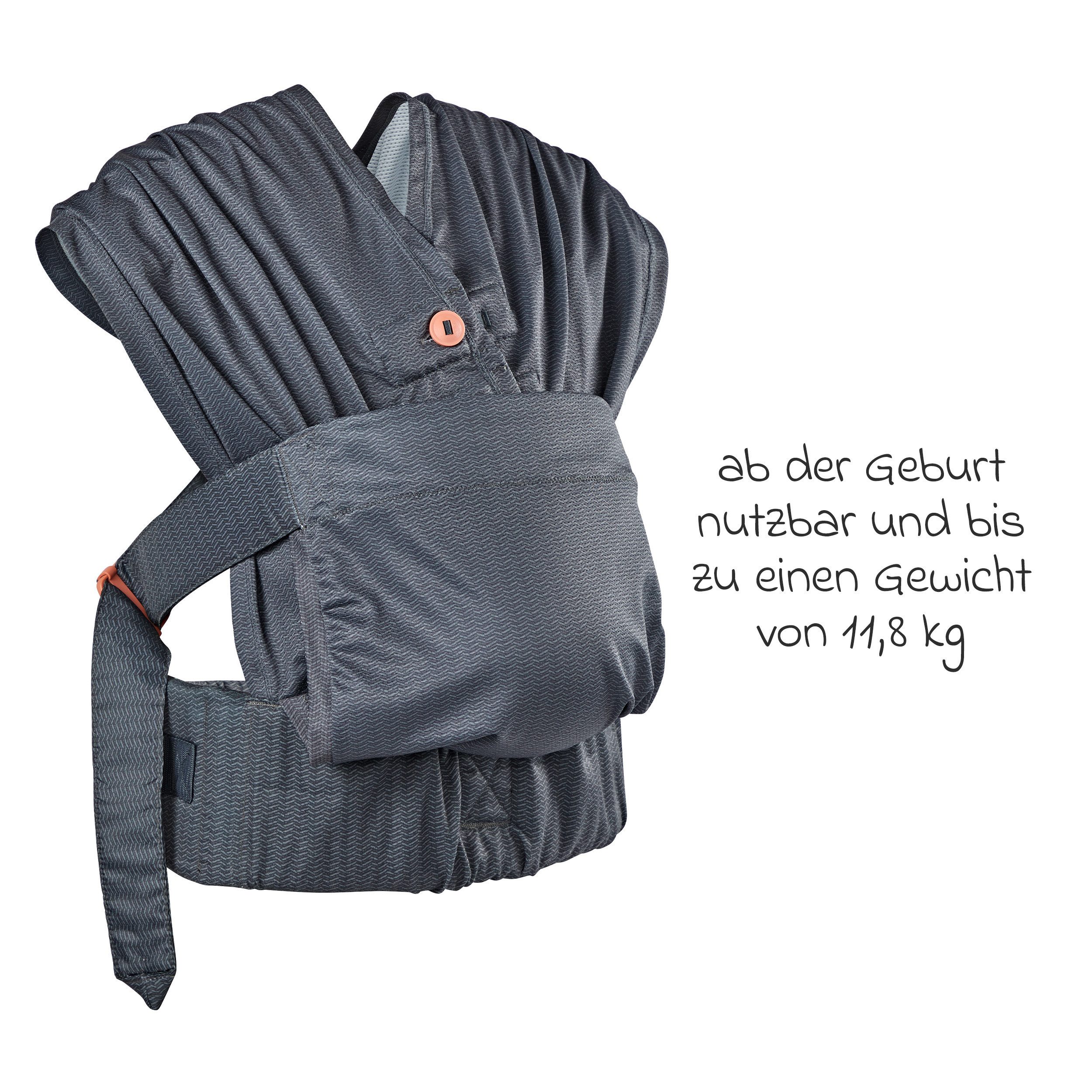 Infantino BKids Babytrage Hug & Cuddle - Schwarz, Baby Bauchtrage & Tragetuch ab Geburt von 3,2 - 11,8 kg