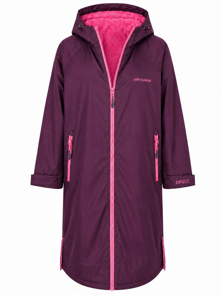 Dry Fashion Regenmantel Unisex Mantel Oversize Dry Buddy - Trockenmantel Umziehmantel Outdoor Wind- & waserdicht, Atmungsaktiv, Innenfleece, Kapuze, Reißverschluss