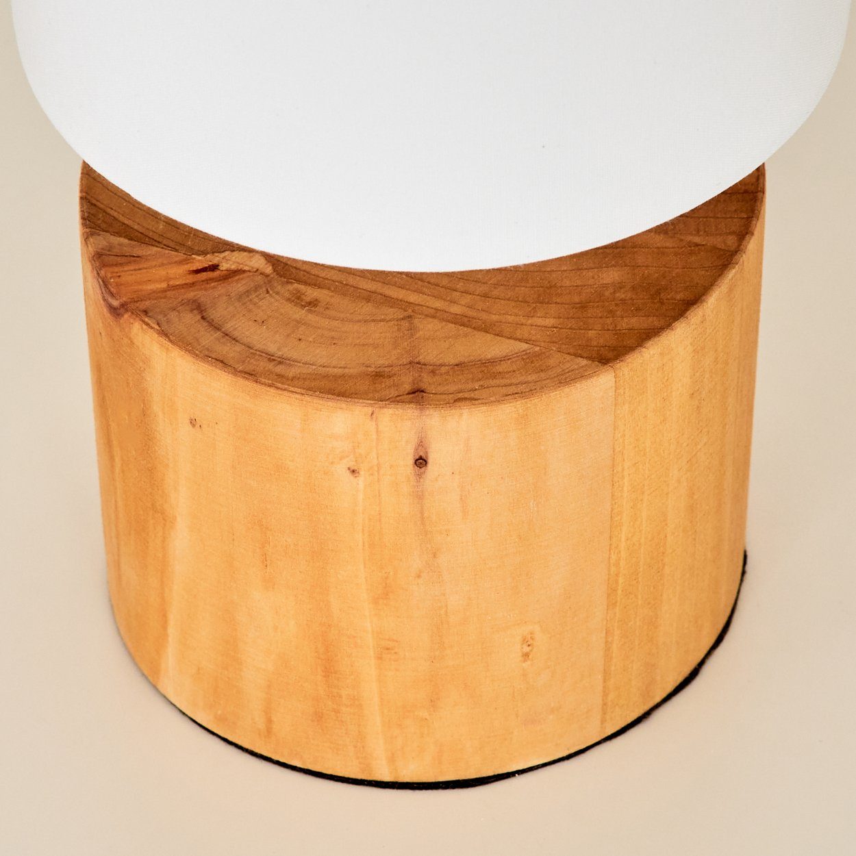 Tischlampe, E14, Holz/Stoff in m. Ø12cm, hofstein aus Natur/Weiß, Leuchtmittel, Nachttischlampe Leucht An-/Ausschalter ohne »Coletta« Tischleuchte