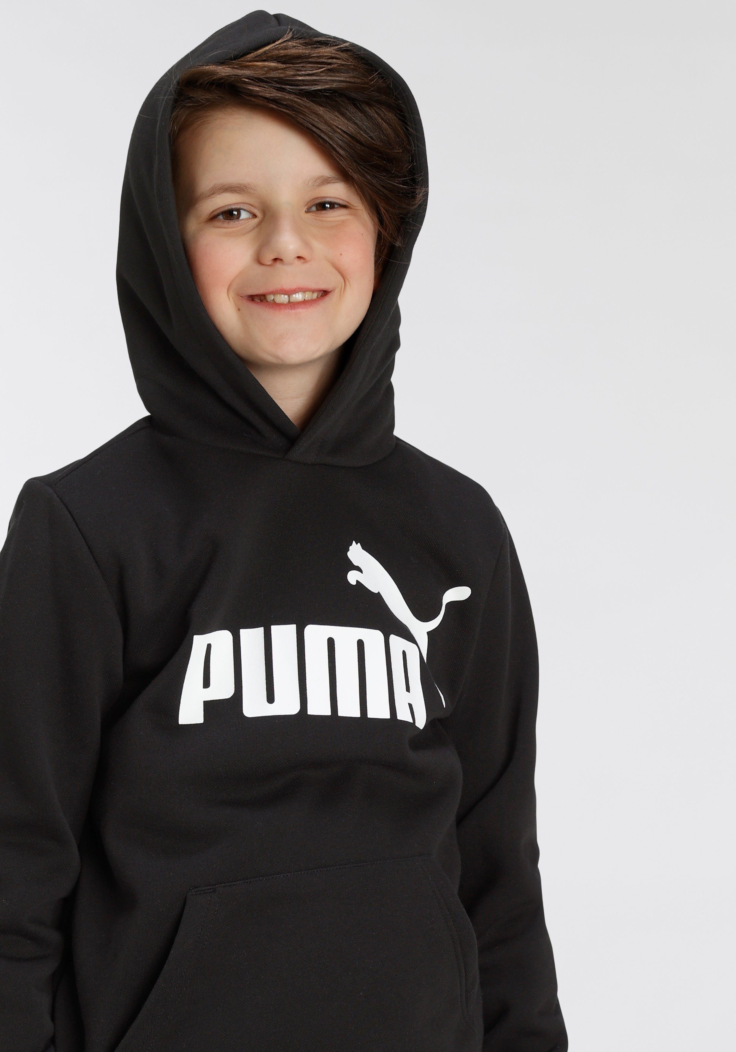 PUMA Kapuzensweatshirt Puma Black HOODIE LOGO BIG FL B ESS