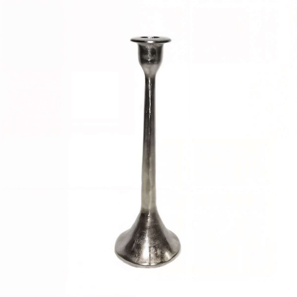 finehomegarden Kerzenständer Nickel H28 cm & H35 cm – Eleganter Kerzenleuchter mit Trumpet Base (Stück, 1 St), Metall Kerzenhalter für Stabkerzen 2Größen wählbar