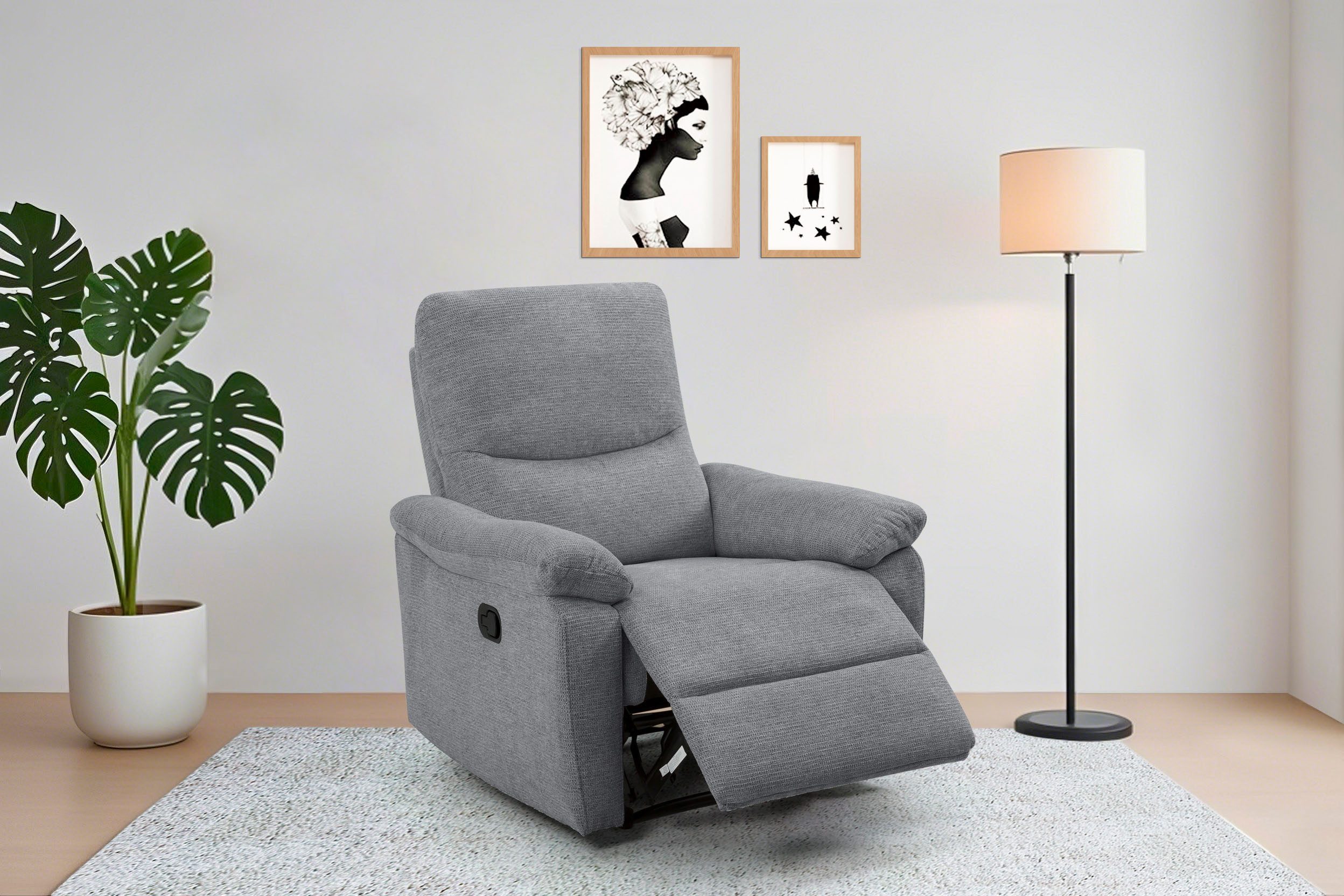 Home affaire Кресла для отдыха ODILON, TV-Sessel mit Relax- und Liegefunktion, Struktur-Bezug, manuelle und elektrische Funktion (mit USB A/C), Federkern-Polsterung