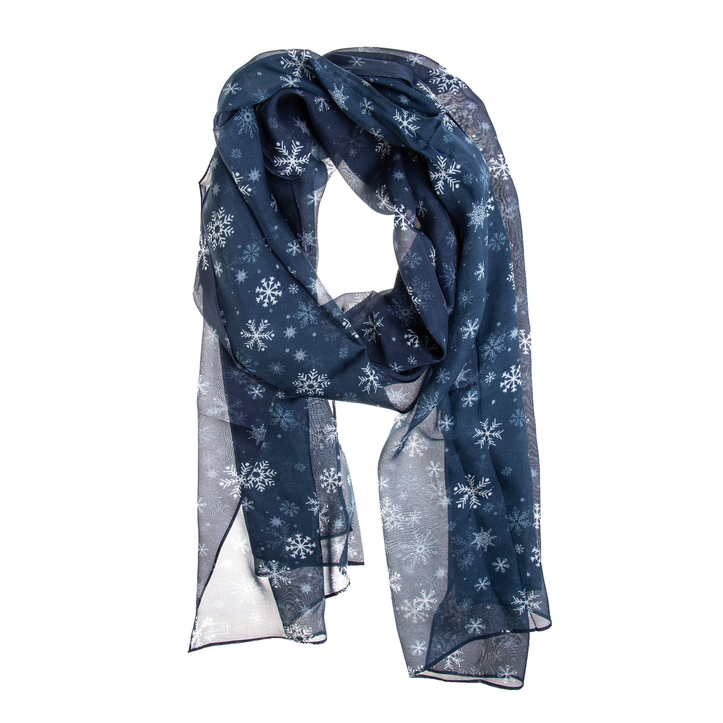 TINITEX Seidenschal TINITEX Seidenschal Halstuch Schal dunkelblau Schneeflo günstig online kaufen