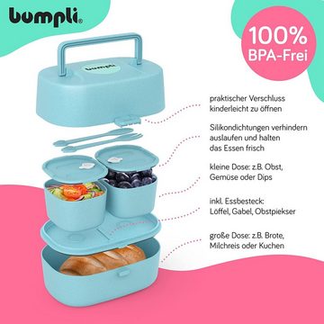 bumpli® Lunchbox Kinder Brotdose mit 6 Fächern & gratis Namenssticker - sichere Nutzung, BPA-freie und auslaufsichere Vesperdose