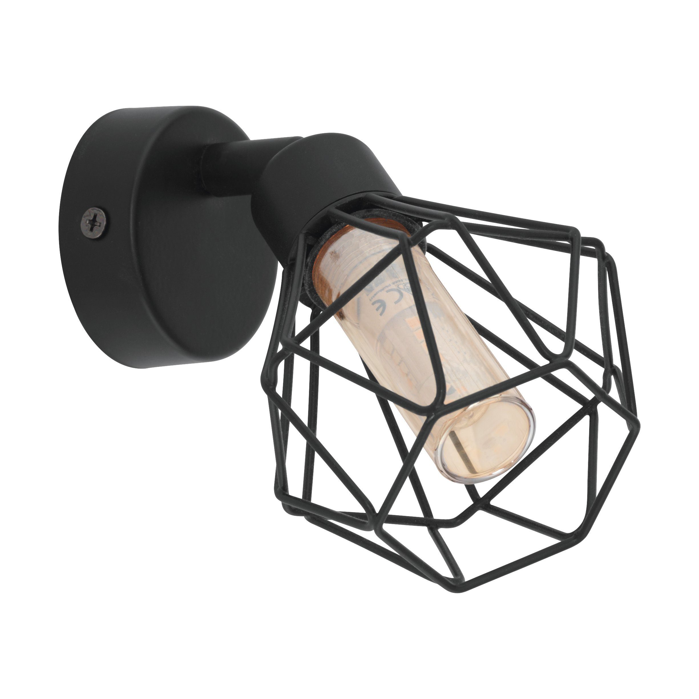 EGLO LED Deckenspot Zapata 1, Leuchtmittel inklusive, Vintage Wandleuchte im Retro Look, Schwarz, Lampe, Fassung: G9