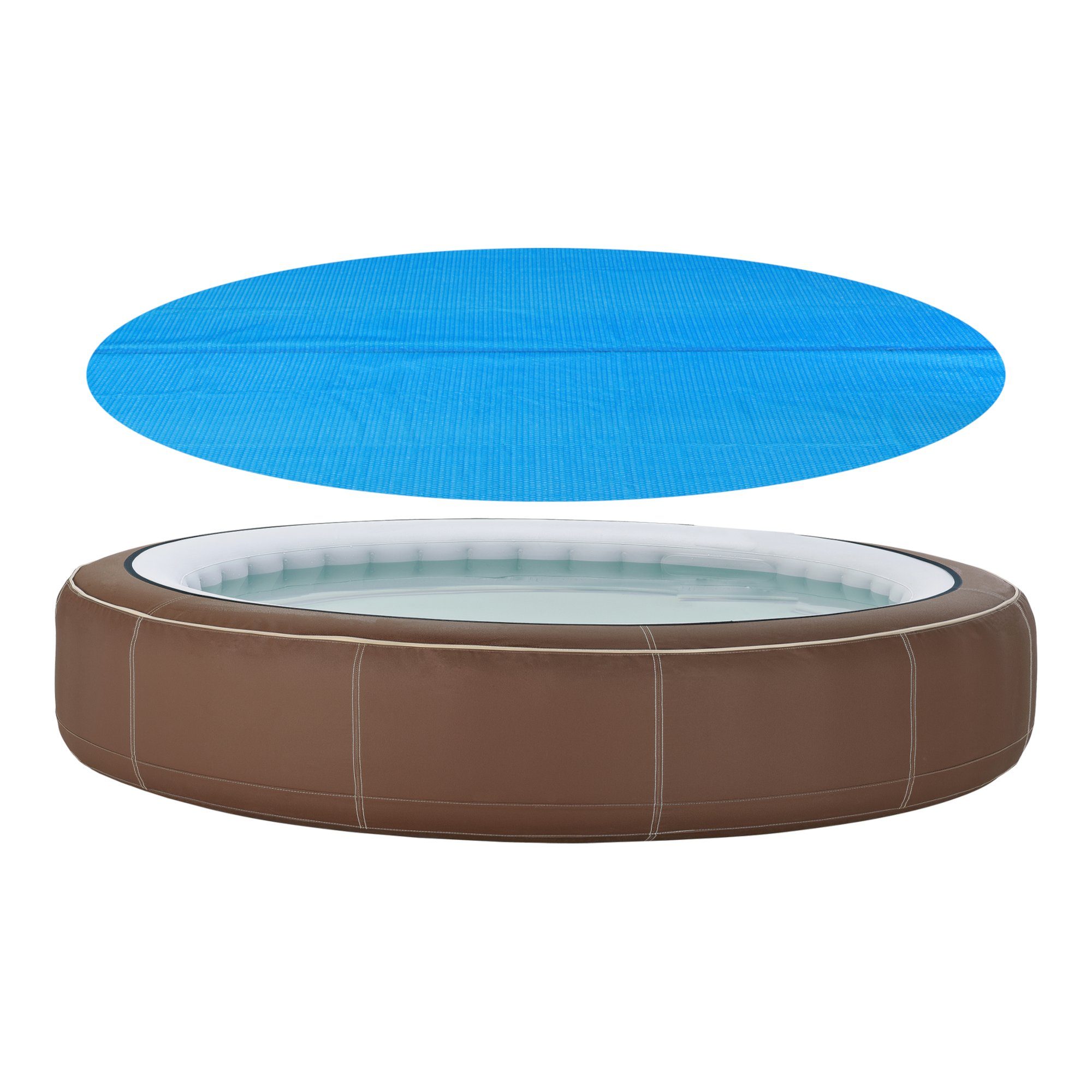 en.casa Pool-Abdeckplane, Solar Poolabdeckung aus PE rund ⌀549 cm Blau