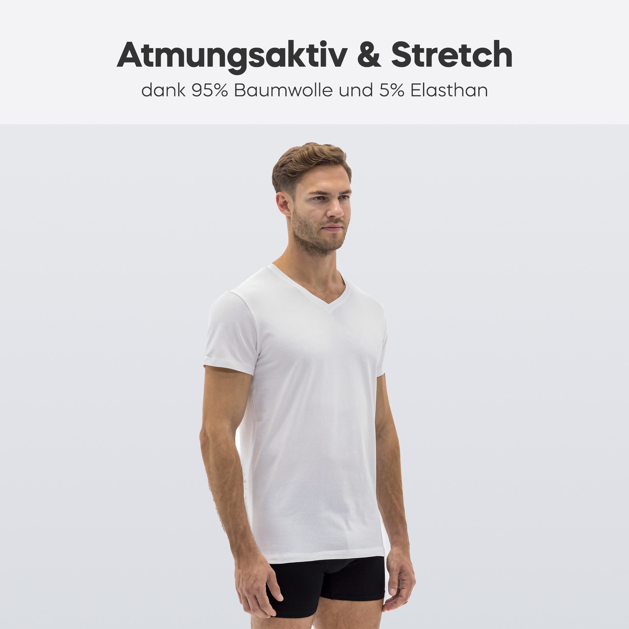 Barrio 13 T-Shirt Herren Tshirt aus Stretch Baumwolle mit V-Ausschnitt (Pac günstig online kaufen