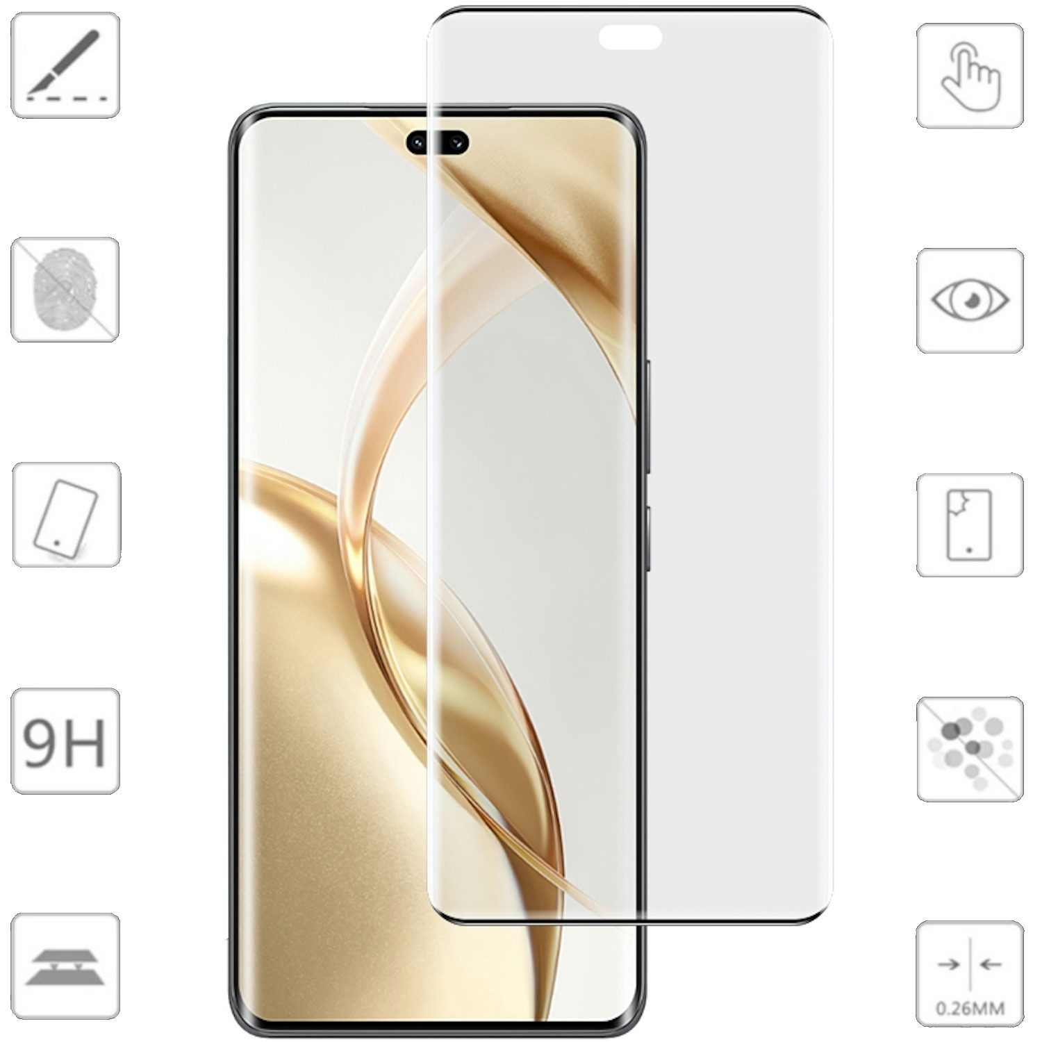 Handyhülle Für OnePlus 13R 2x 4D Display Full Curved H9 Hart Glas Folie Schutz