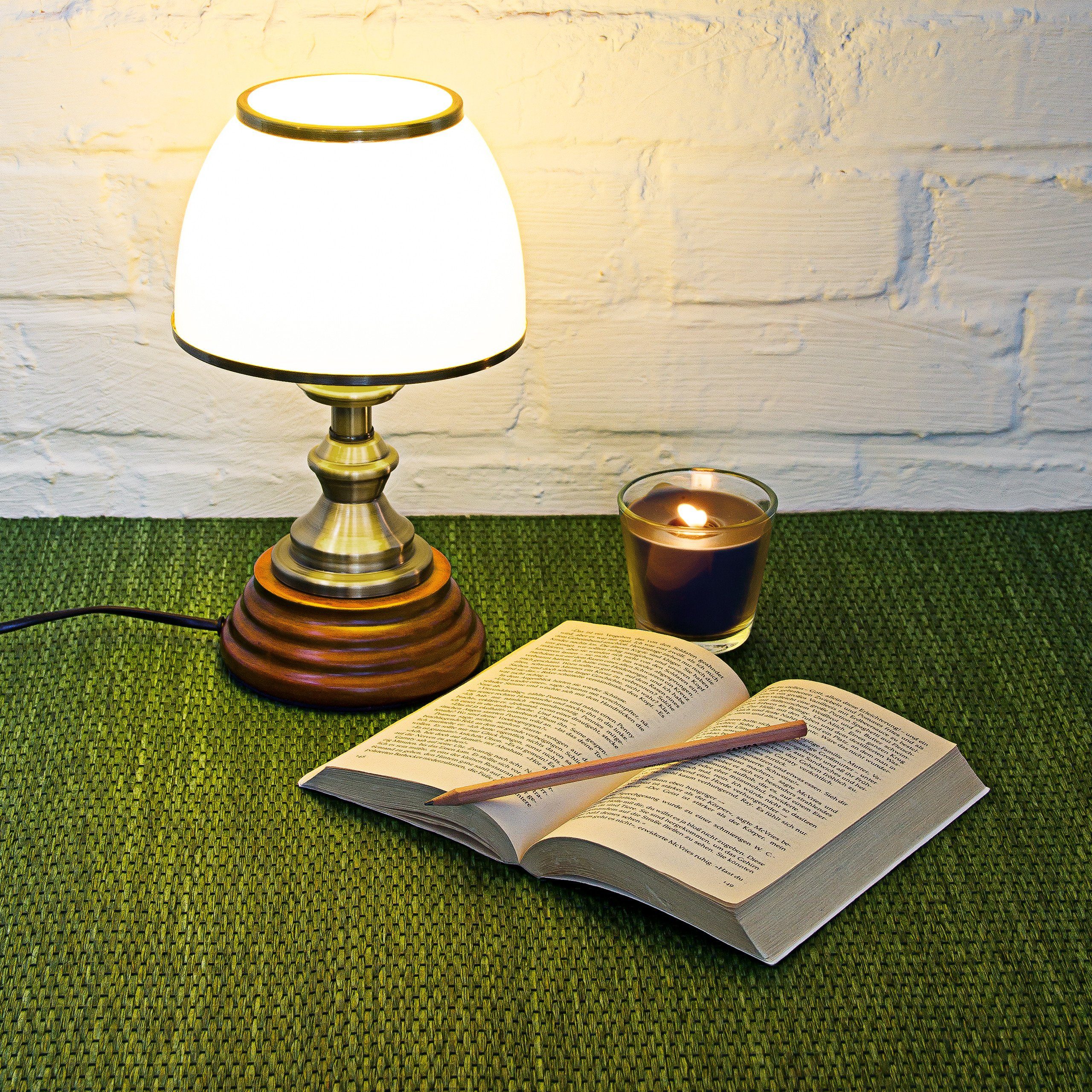 relaxdays Tischleuchte Tischlampe Glasschirm klassisch günstig online kaufen
