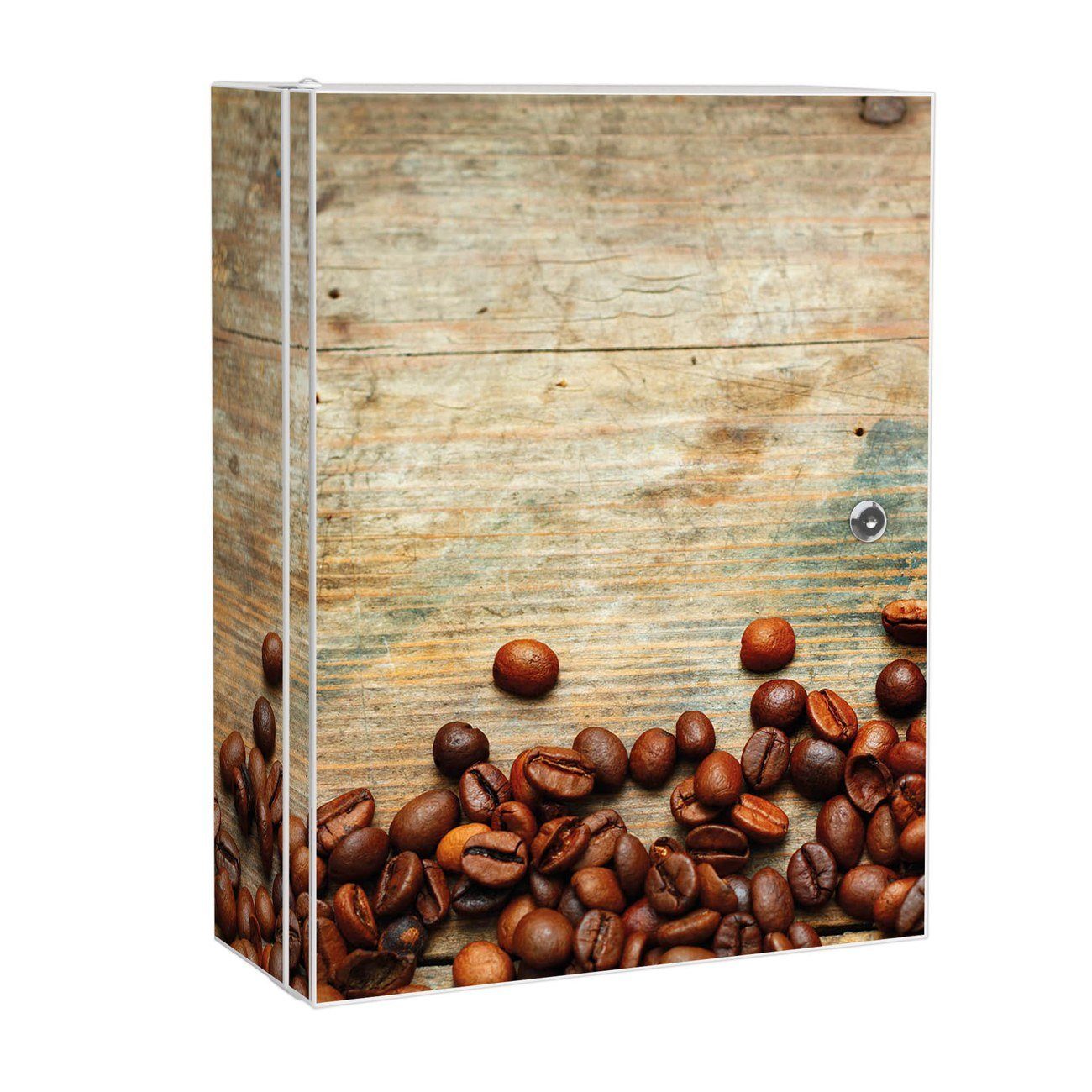banjado Medizinschrank Stahl Kaffeebohnen (abschließbar, 3 große und 2 kleine Fächer) 35 x 46 x 15cm weiß