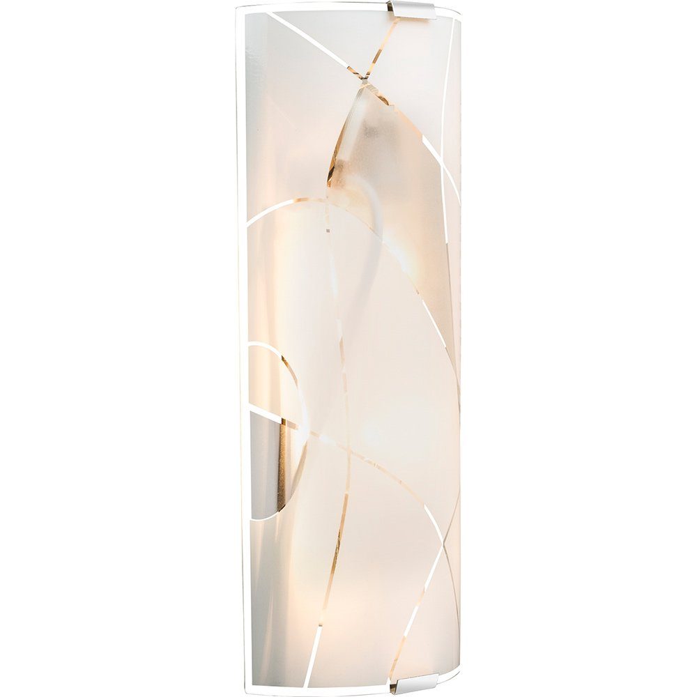 Metall etc-shop Leuchte Glas Chrom Weiß Beleuchtung Leuchtmittel inklusive, nicht Dekorlinien Lampe Wand Wandleuchte,