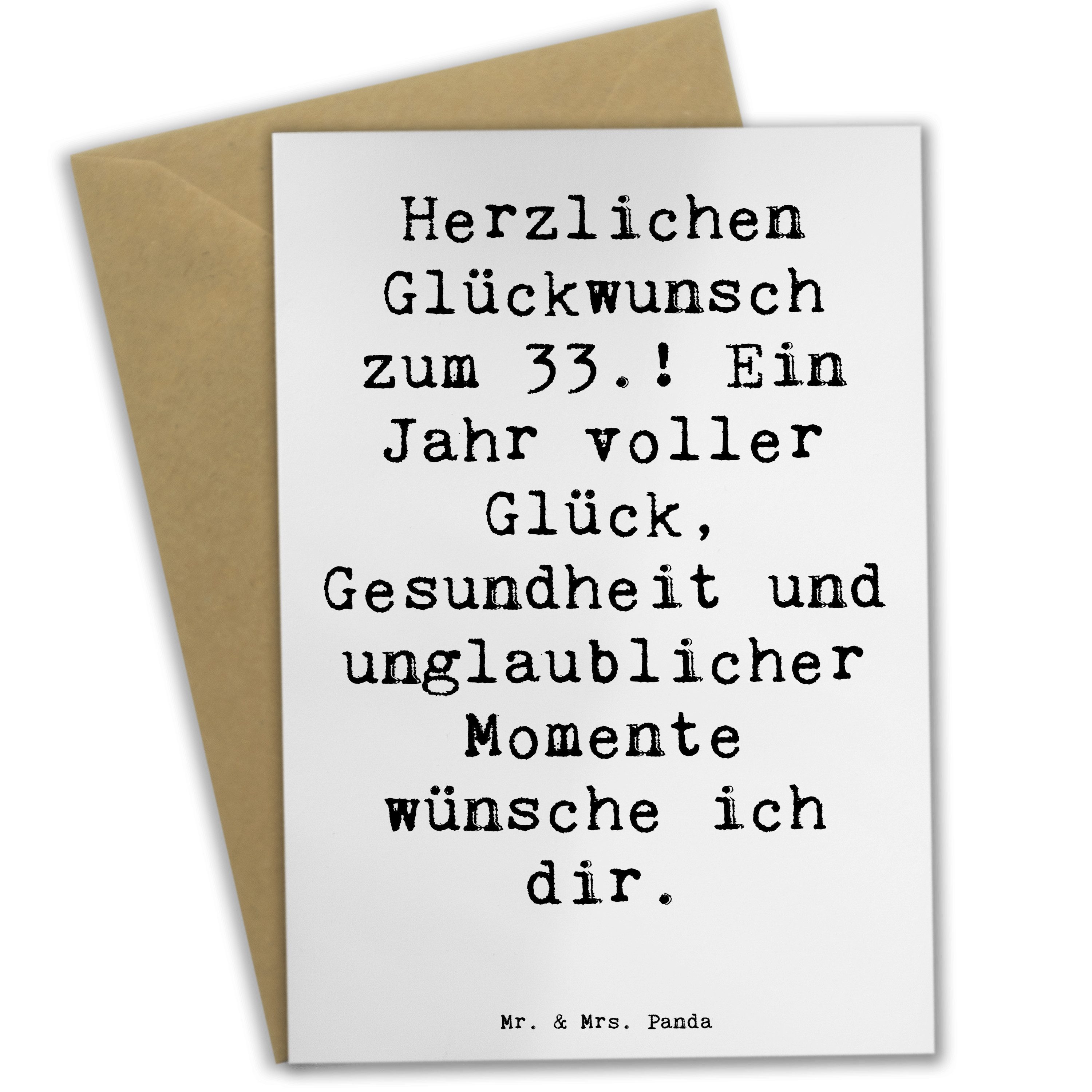 Grußkarte Spruch 33. Geburtstag Wünsche - Weiß - Geschenk, Glück, Geburtstag Al