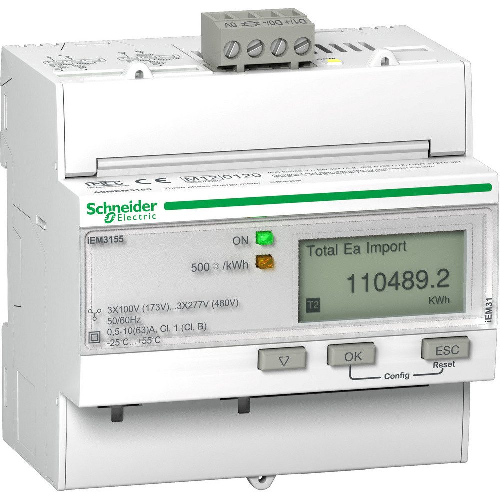 SCHNEIDER Wechselstromzähler Schneider Electric A9MEM3155 A9MEM3155 E-Zähler digital 63 A MID-konf, A9MEM3155