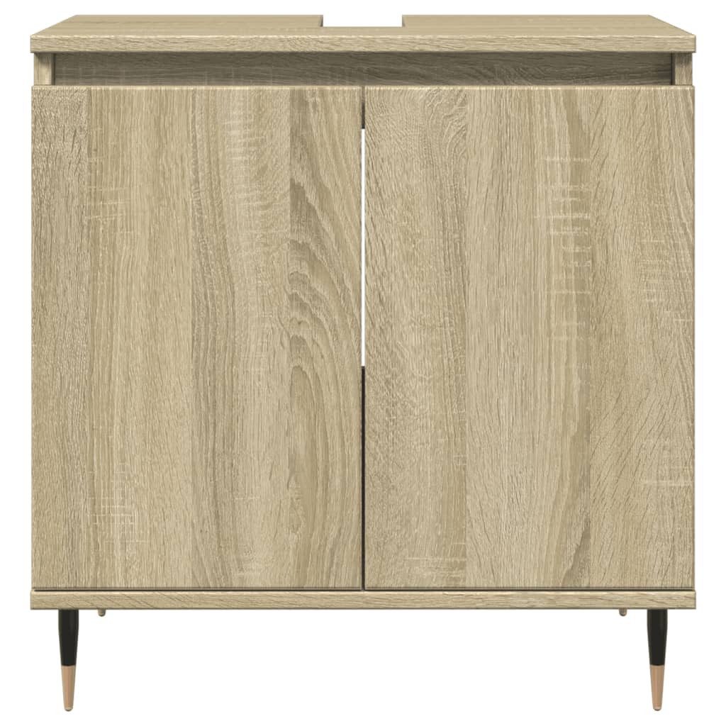 vidaXL Badezimmer-Set Badschrank Sonoma-Eiche 58x33x60 cm Holzwerkstoff, (1-St) – Bild 3 von 5