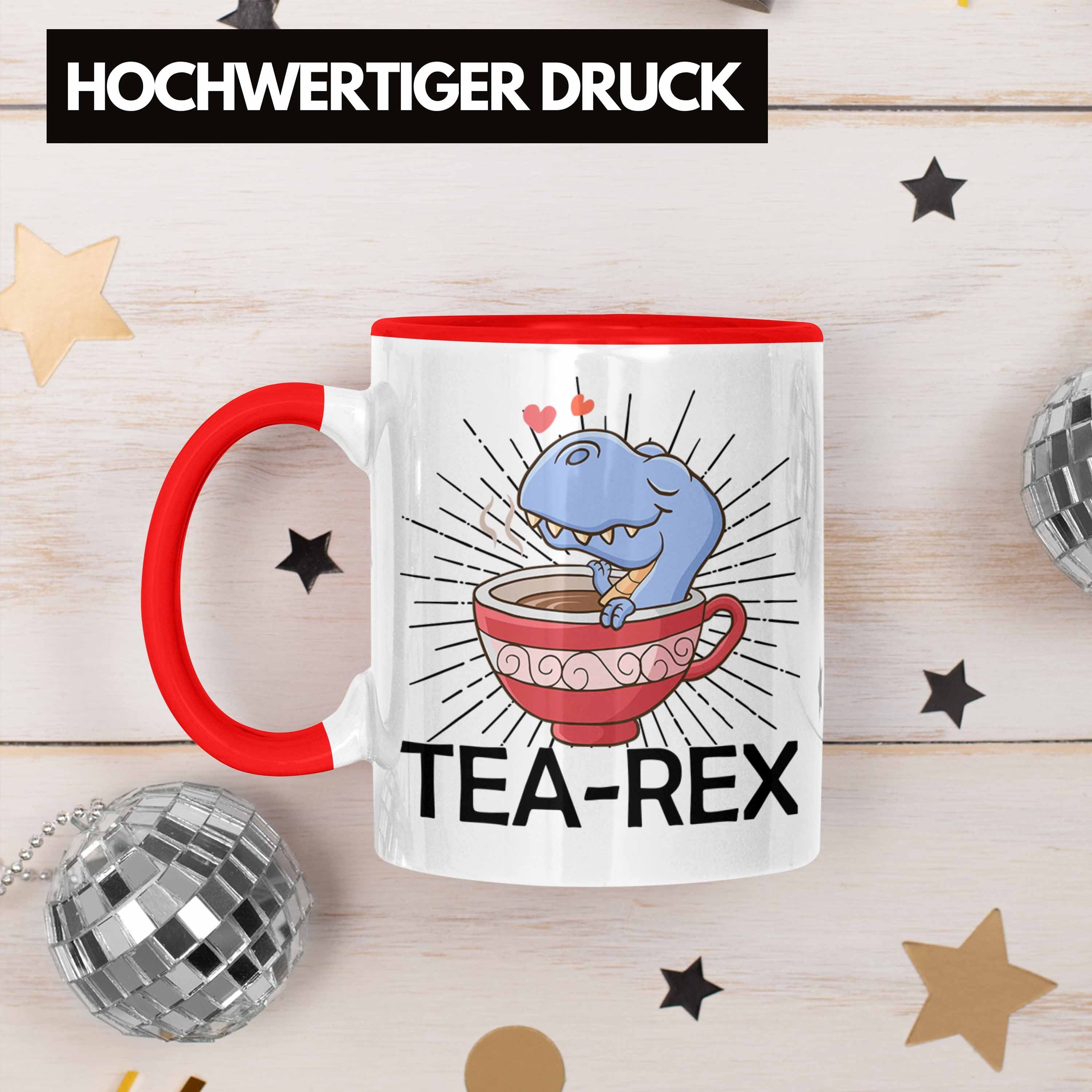 Tasse Trendation Rex - Rot Wortspiel Dinosaurier Tasse Geschenk Tea T-Rex Geschenkidee Trendation