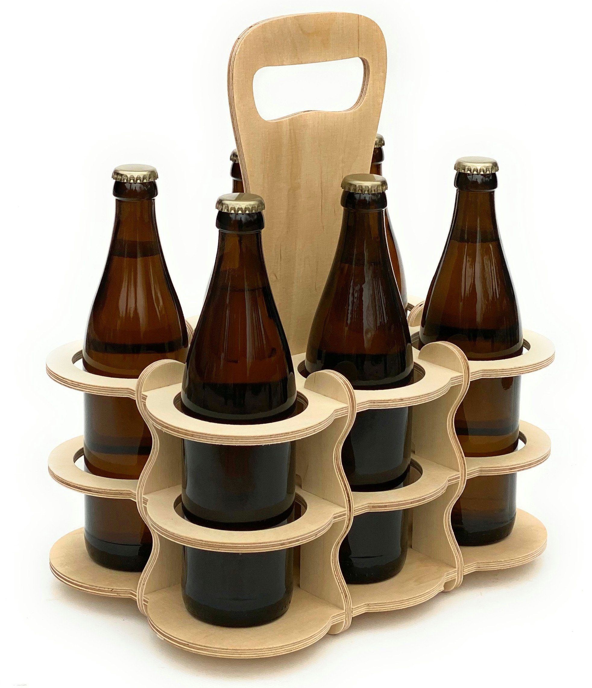 Flaschenkorb 96143 Bier Männerhandtasche Flaschenkorb 6 Flaschenträger Bierträger aus Holz DanDiBo Flaschen