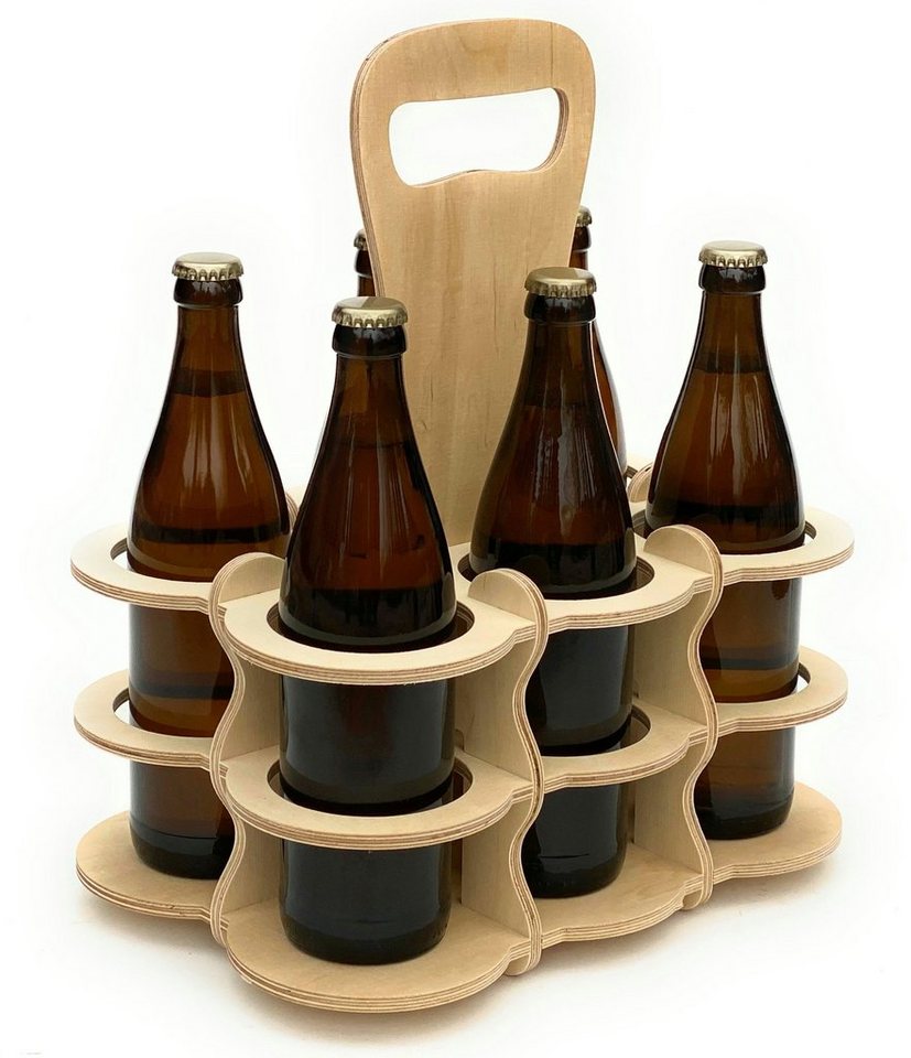 DanDiBo Flaschenkorb Bierträger aus Holz 6 Flaschen Flaschenträger 96143  Flaschenkorb Männerhandtasche Bier